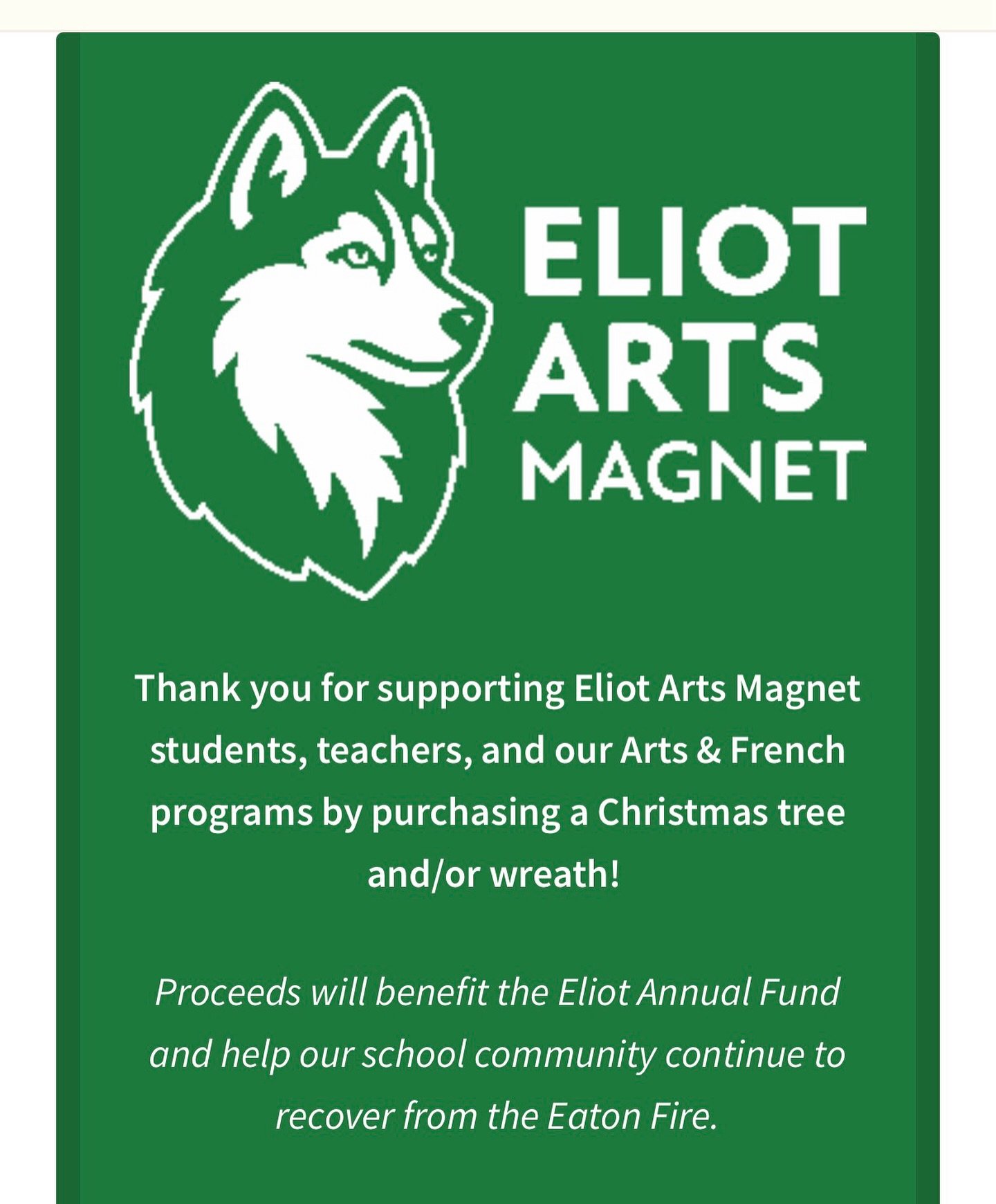 Hi Pasadena, Altadena, and local friends who celebrate Christmas! ⁣
⁣
My daughter&rsquo;s Eliot Arts(much of which burned in the fire) is running a win-win fundraiser.⁣
⁣
A tree and wreath sale! Order by tomorrow.🎄 ⁣
⁣
Link in my bio. ⁣
⁣
You&rsquo;