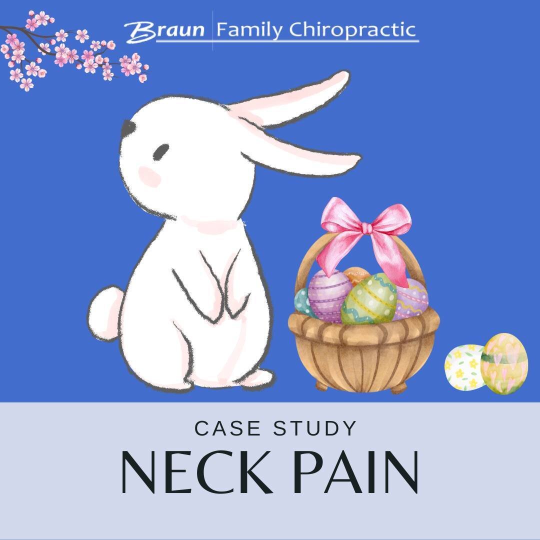 This story is about a patient that's new,
You might not believe, but we hope that you do. 

The pain in his neck was slowing him down, 
Preventing his head from looking around. 

He hides Easter Eggs for children to find,
Years of hard work had put h