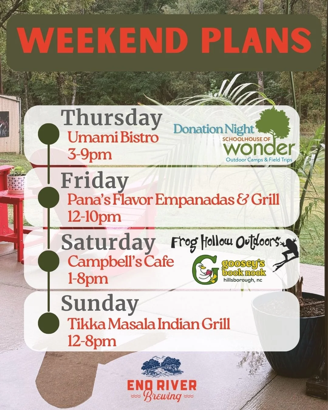 Happy Thursday, folks! We have another great lineup of diverse and delicious food trucks to curb any and all cravings! 😋 We have a bunch of fun offerings this weekend, starting tonight with a fundraiser for @schoolhouseofwonder and @umamibistro serv