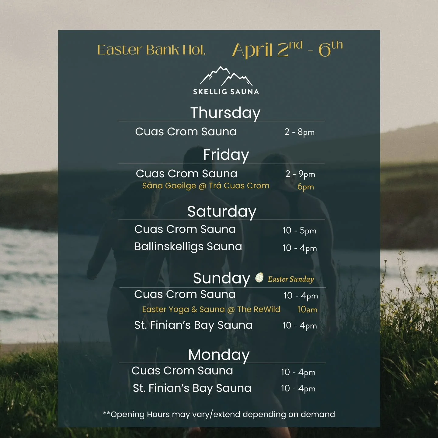 We can't wait for this weekend with a jam packed schedule and 3 locations to choose from.

We have our S&aacute;na Gaeilge session on Friday evening and a very special Yoga &amp; Sauna with @therewildstudio on Sunday morning 🙏

Book in via link in b