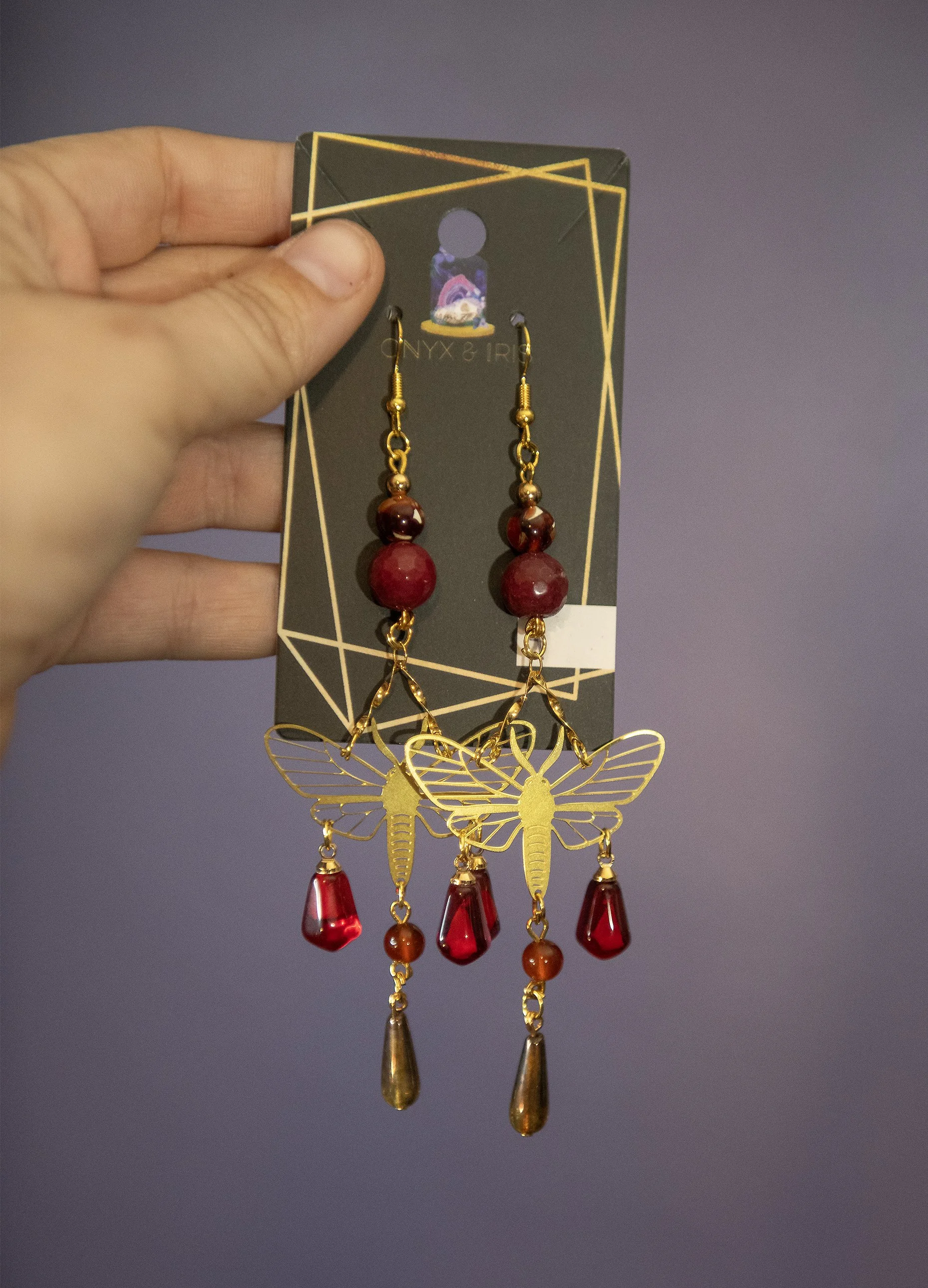 Dripping in Jewels Moth Earrings