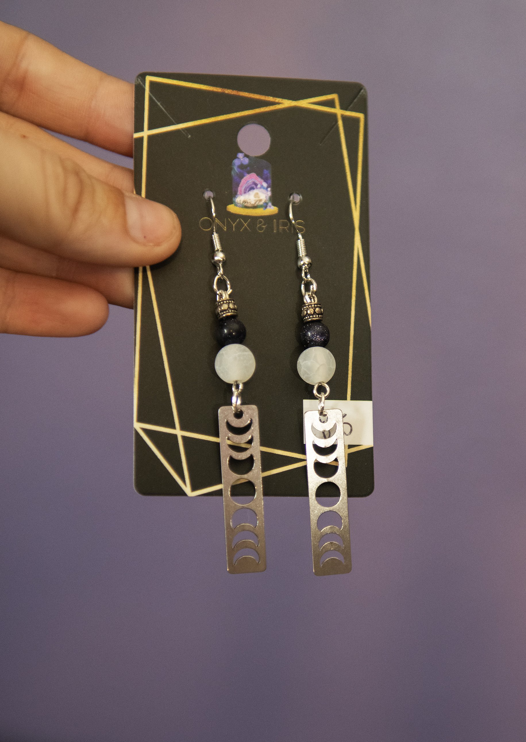 Small Moon Phase Earrings (Silver)