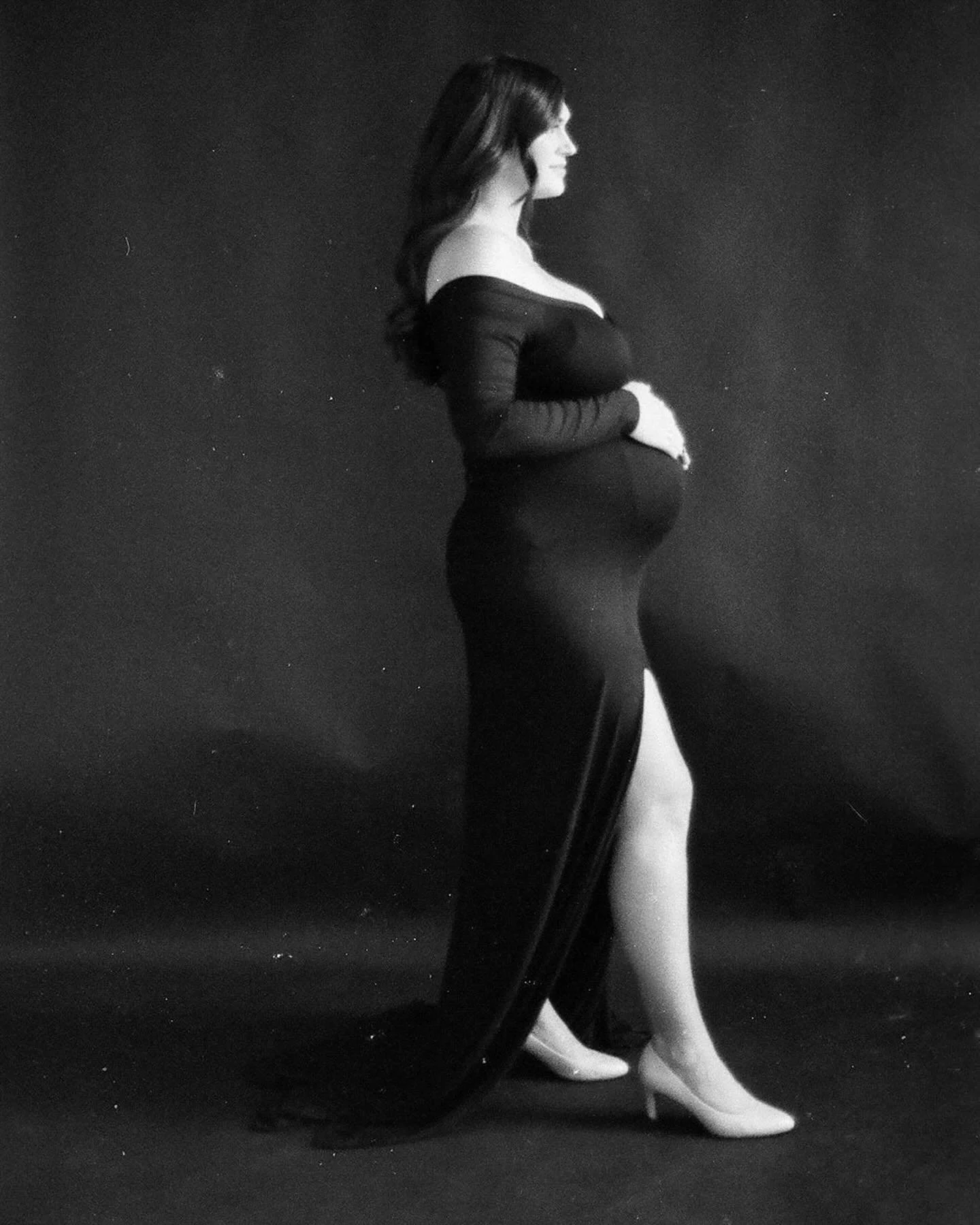 The baby may be a month old today, but look how cute this studio family session turned out before he made his appearance l.