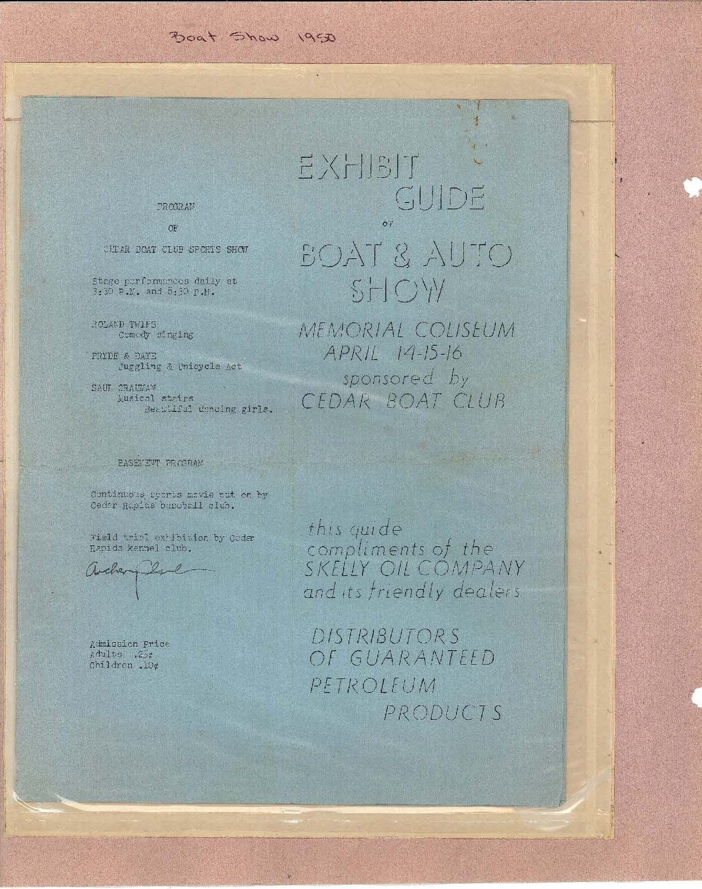 Program from Boat &amp; Auto Show April 14-15, 1950