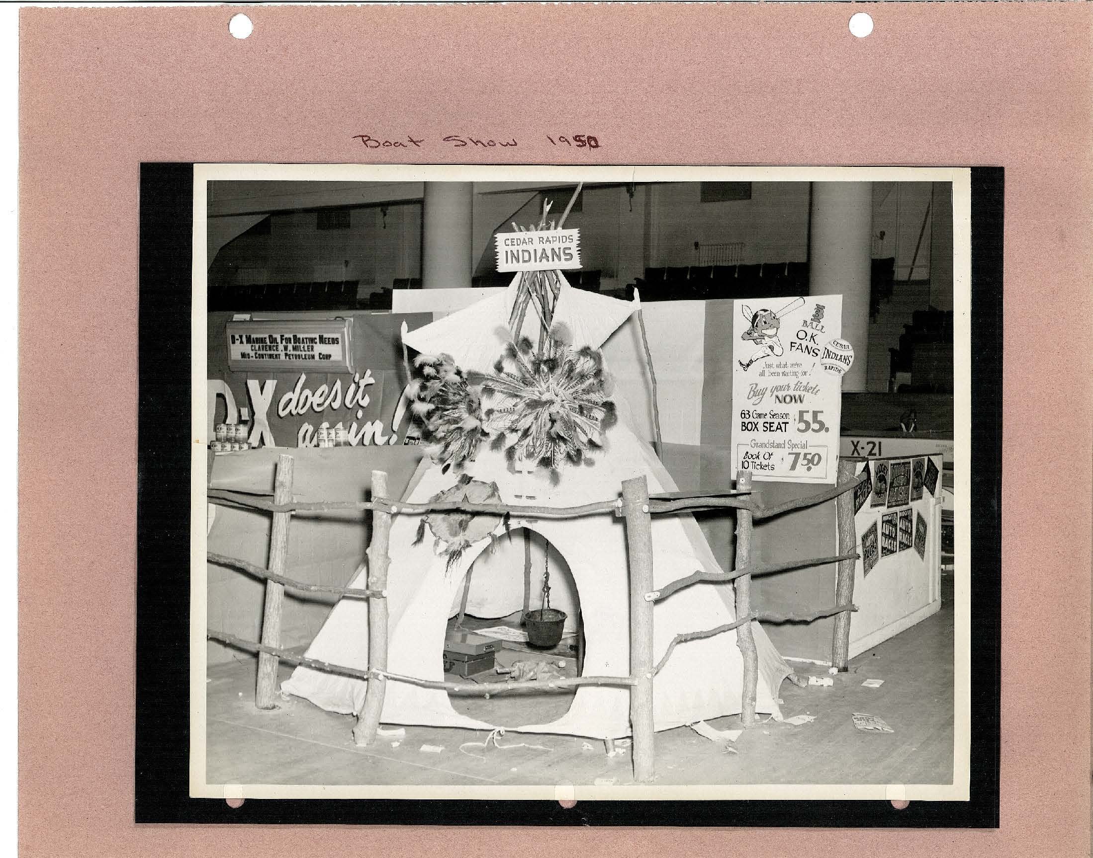 Photo taken at Boat show 1950 of Indians booth