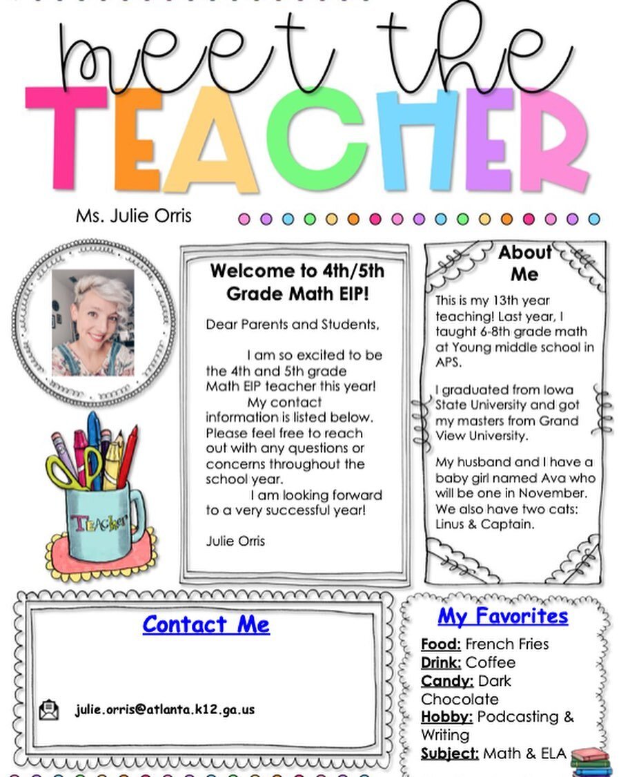 Meet Ms. Orris, EIP math teacher for 4th and 5th grade! 🦅
