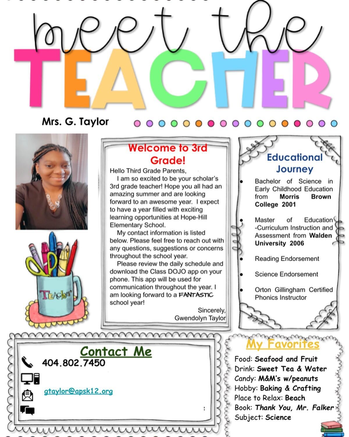 Meet Ms. Taylor, 3rd grade teacher! 🦅