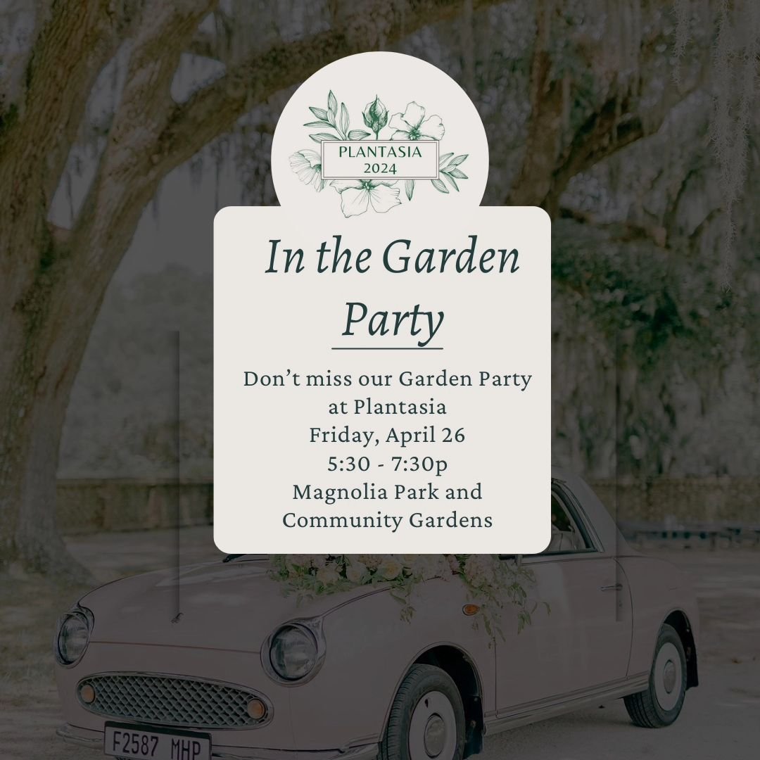 🌿✨ Garden Party Alert! ✨🌿

Join us Friday, April 26 5:30 - 7:30 at Magnolia Park and Community Gardens  for an evening filled with lush greenery, live music with the Joe Fisher Trio and delectable local eats from @southernbearcatering . Of course, 