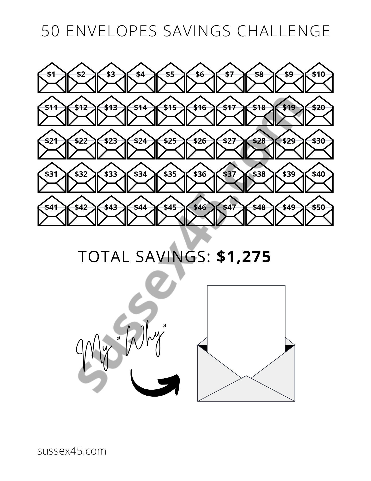 Envelope Savings Sheet - 50