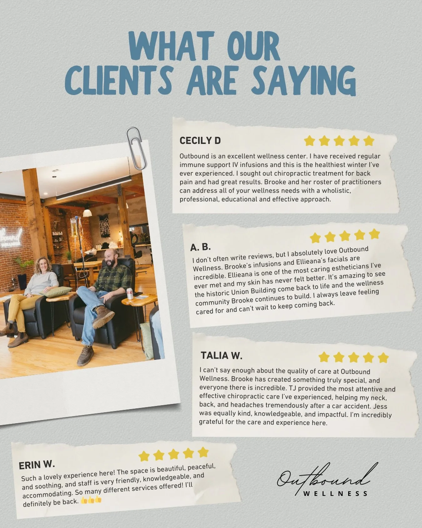 We never take it for granted when someone trusts us with their health, their recovery, and their time.

Hearing your experiences and reading your words means more to us than you probably realize. Every review, every referral, and every time you tell 