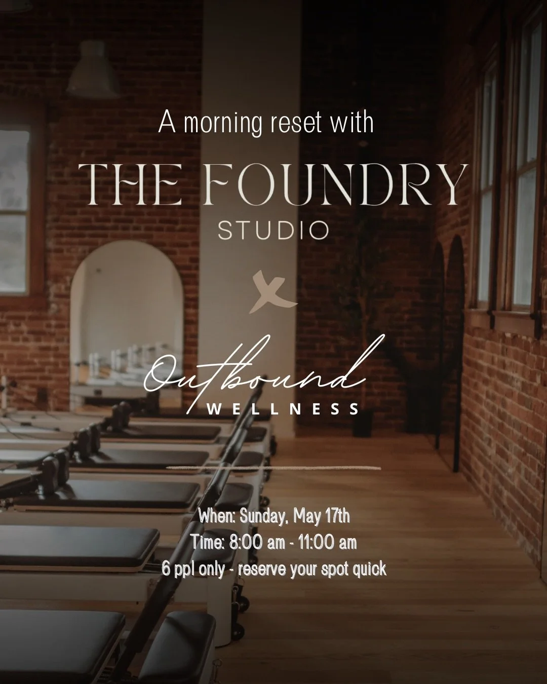 This is exciting&hellip;.most Sundays don&rsquo;t start like this! 
The Foundry and Outbound Wellness are teaming up to bring you a fully dialed morning reset.
&nbsp;
Pilates to move Sauna to sweat Hydration IV to recover
&nbsp;
All in one place. No 