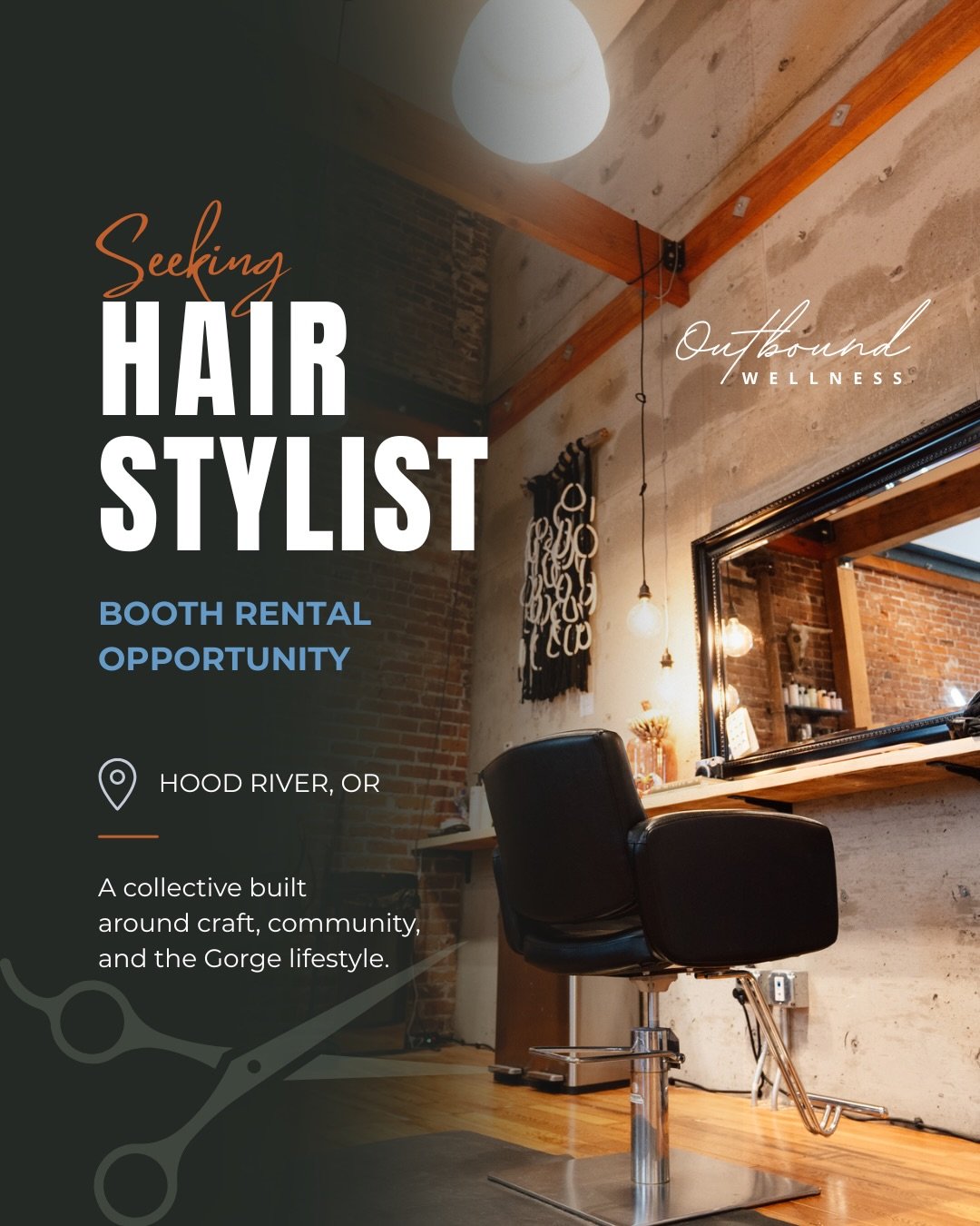 The right space changes everything.

Not just where you work - but how you work, who you work alongside, and how your clients feel when they walk in.

Outbound Wellness is looking for an established hair stylist to join the collective in Hood River a