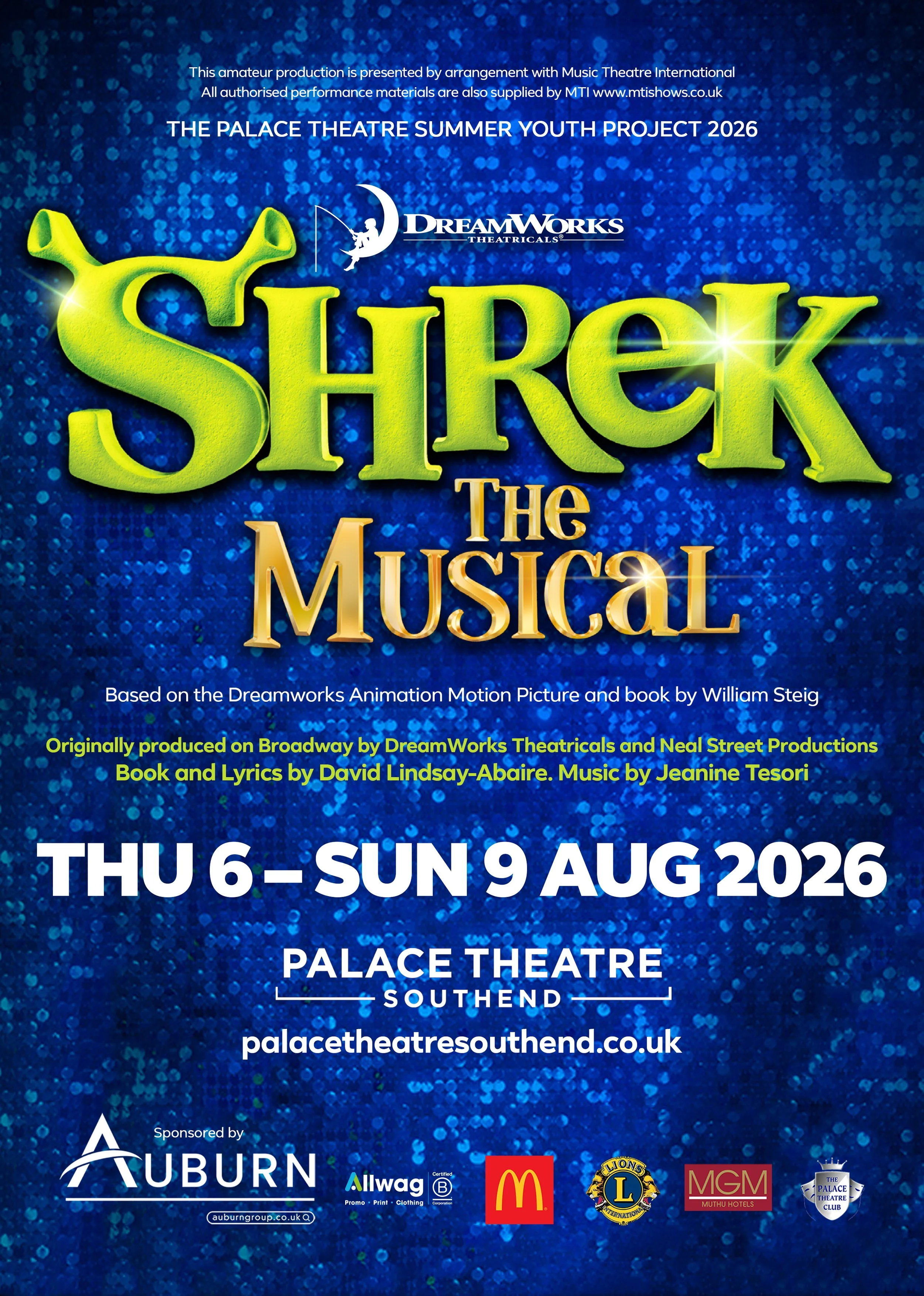 We are proud to announce our sponsorship of Shrek the Musical as part of the Palace Theatre Summer Project 2026.

Supporting local talent, creativity, and opportunities for young performers is something we are truly passionate about, and we are delig