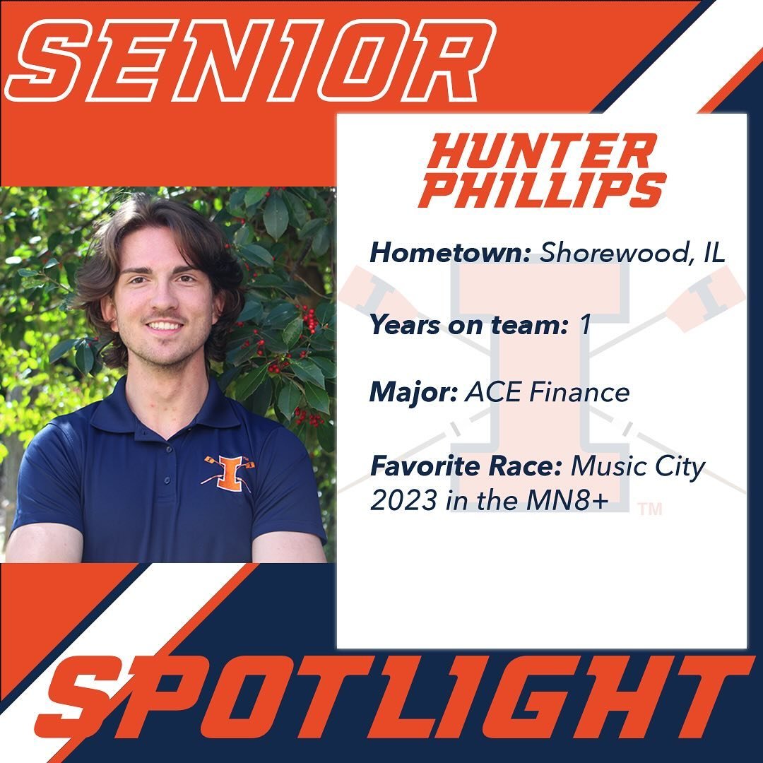 Our next senior spotlight goes to Hunter Phillips! Despite only joining the team this year, Hunter has had a huge impact, serving as a driver to the lake, and always being around to help the team at regattas and practices, even when he&rsquo;s not ro