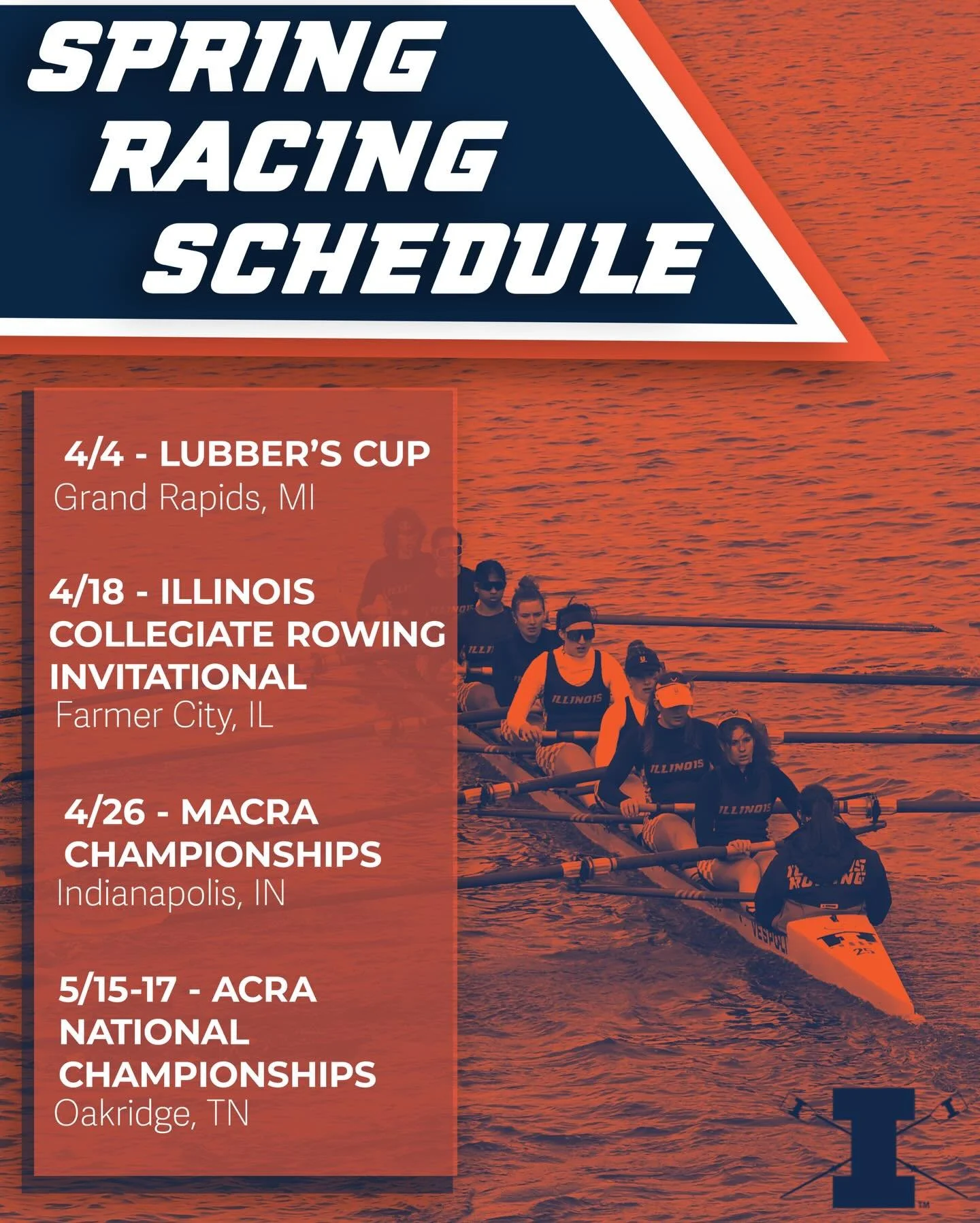 Attention&hellip; ROW!!🚣&zwj;♀️ 
Mark your calendars, Illini! 📆

#rowing #crew #spring #racing #illini