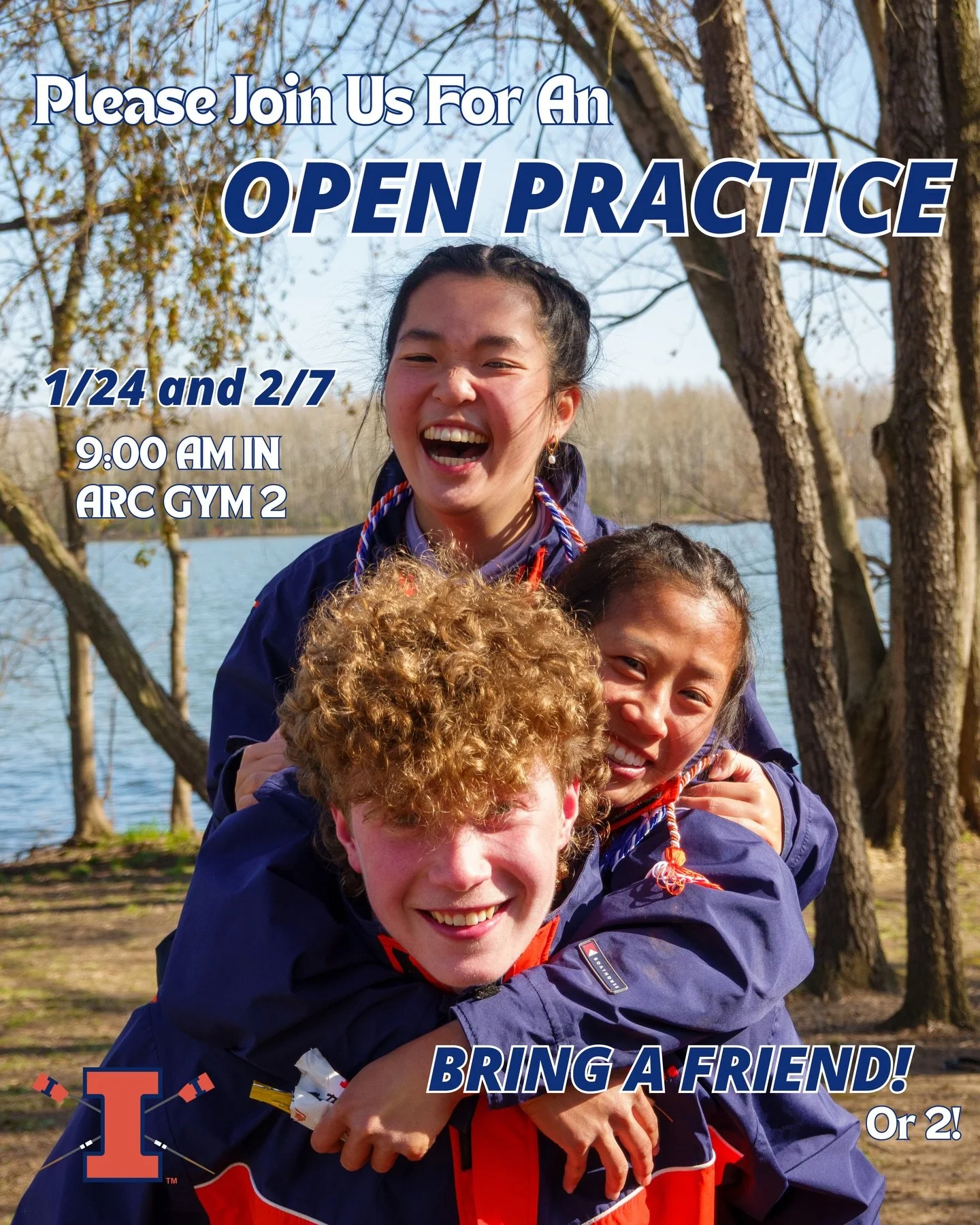 Welcome back Illini!  Looking for some indoor campus fun this winter? 🥶 Grab a friend and head on down to the ARC! 👯&zwj;♀️

Join us for open practices on January 24th and February 7th at 10 AM in Gym 2. No experience necessary! 
#uiuc #illinois #i