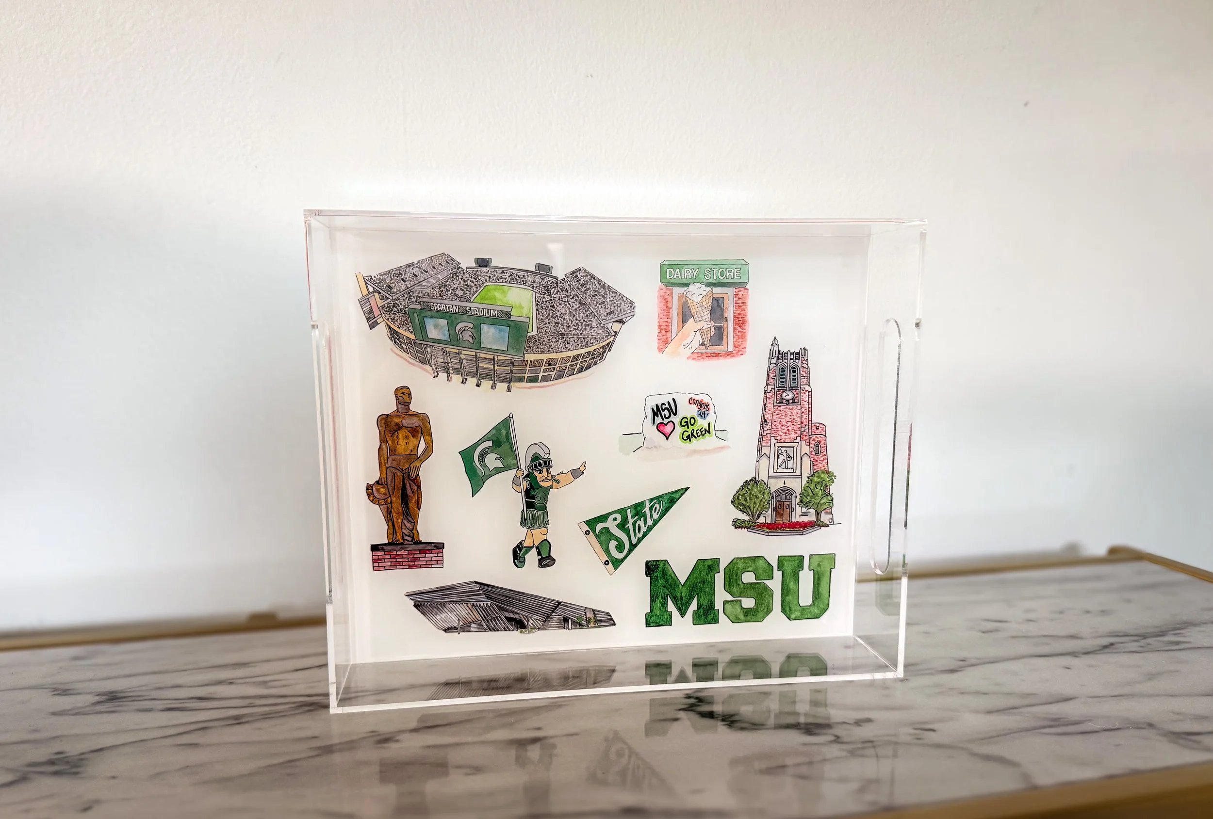 MSU Icons  8x10 Acrylic Tray with Handle