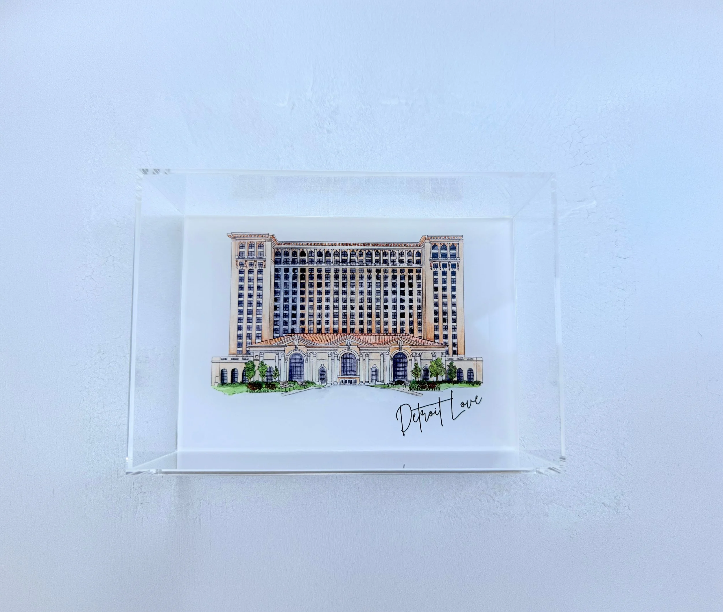 Michigan Train Station 5x7 Acrylic Trinket Tray