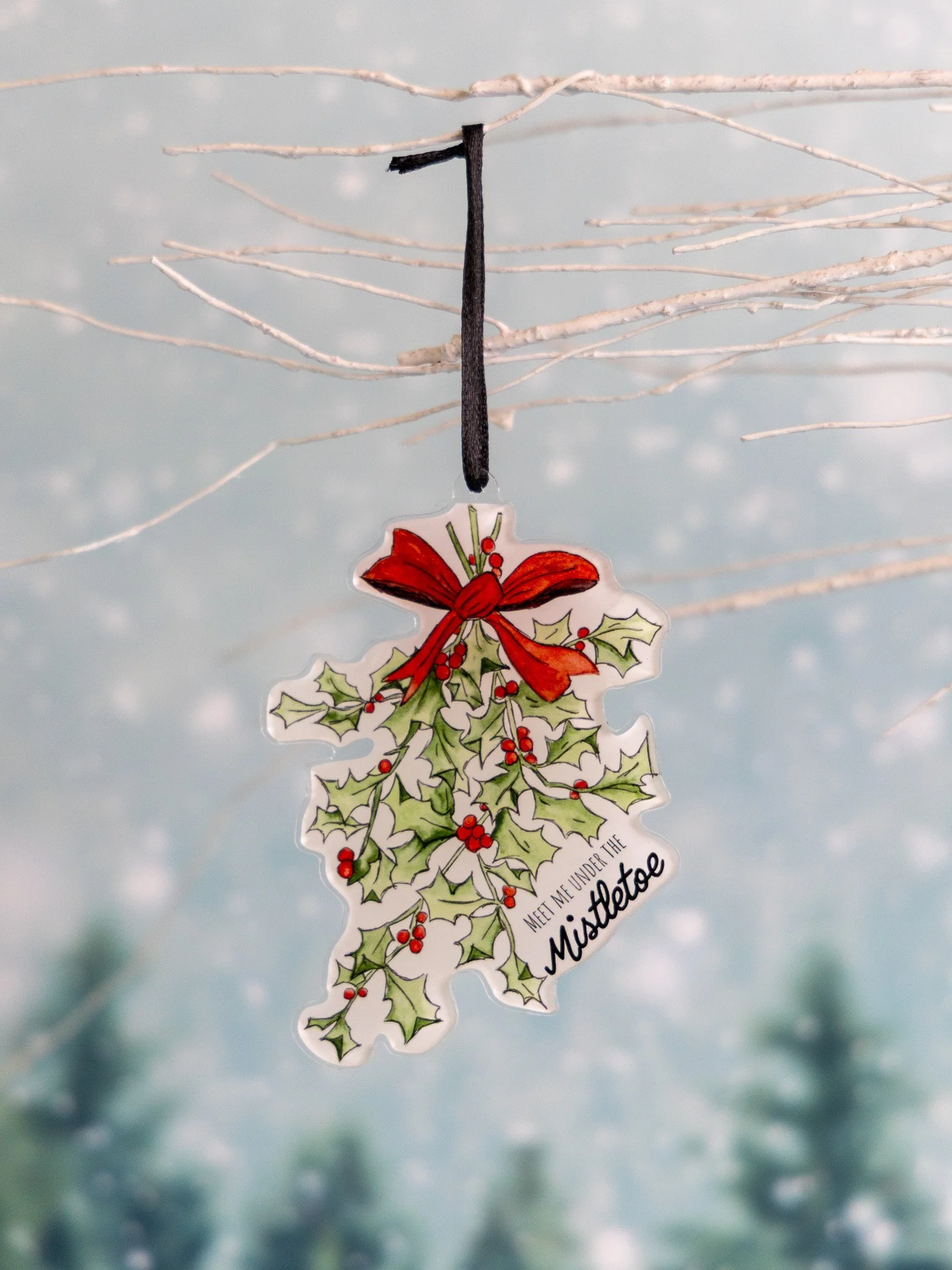 Abigail Leigh Designs Mistletoe Ornament on branch.jpg