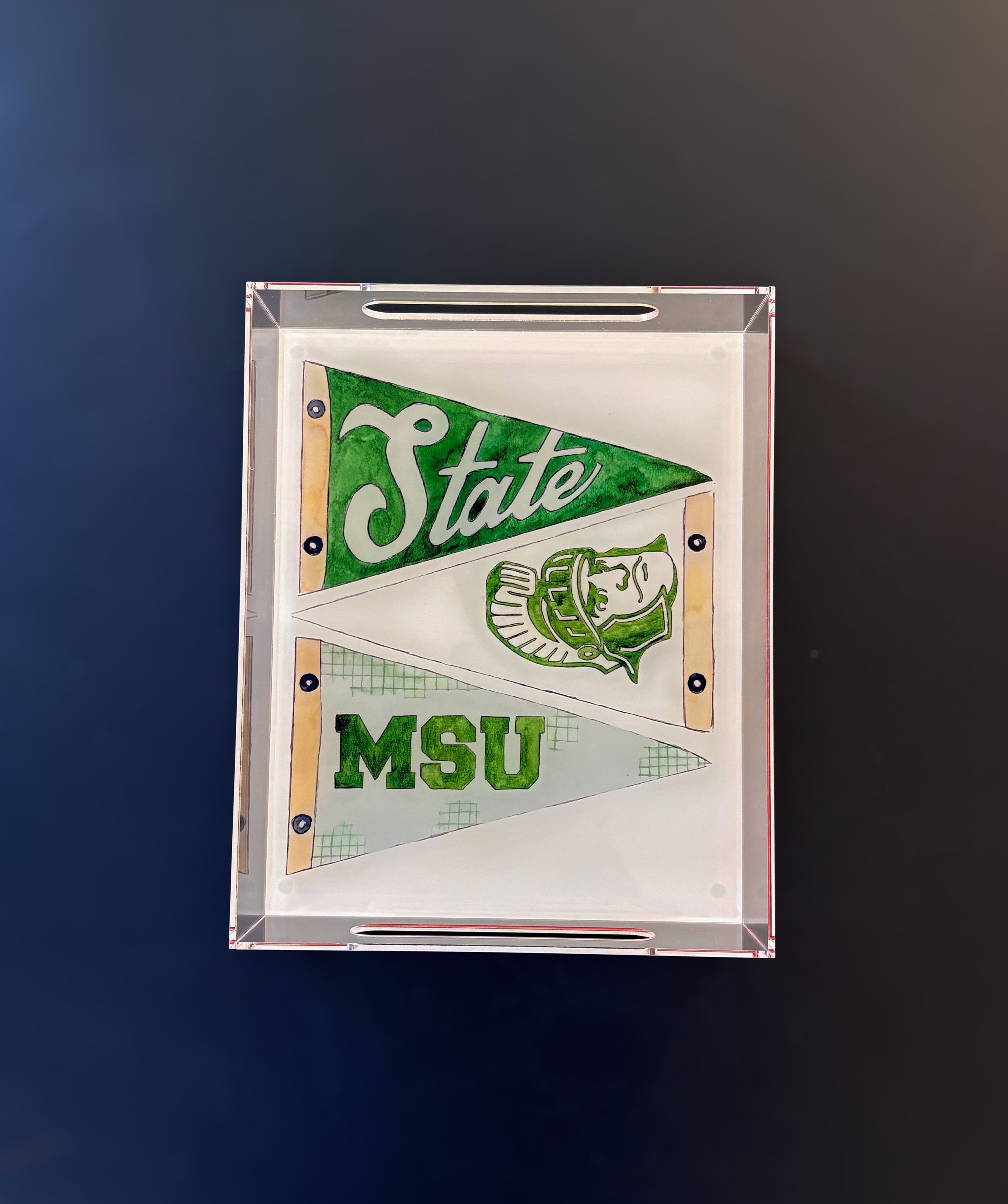 MSU Pendent  8x10 Acrylic Tray with Handle