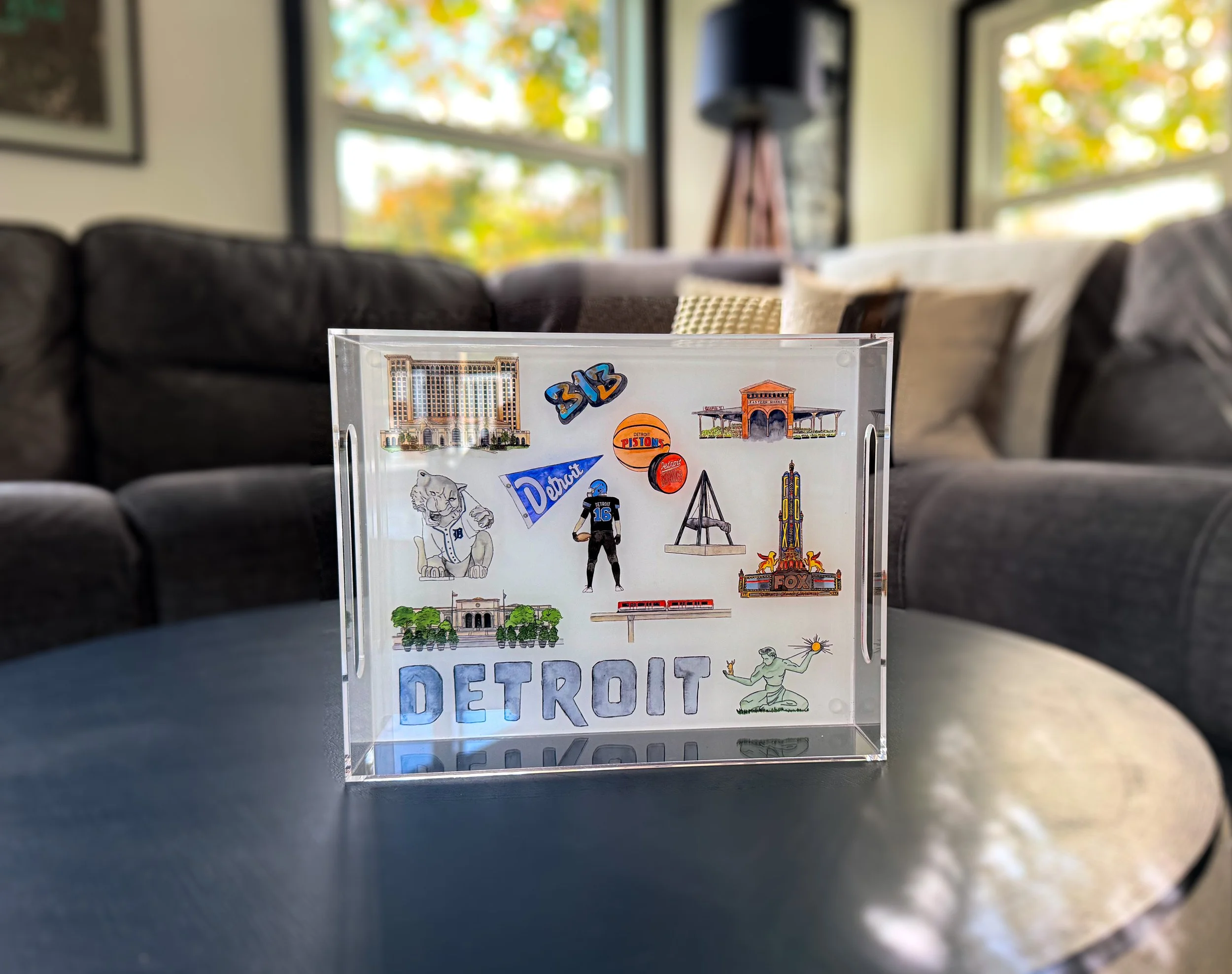 Detroit Icon  8x10 Acrylic Tray with Handle