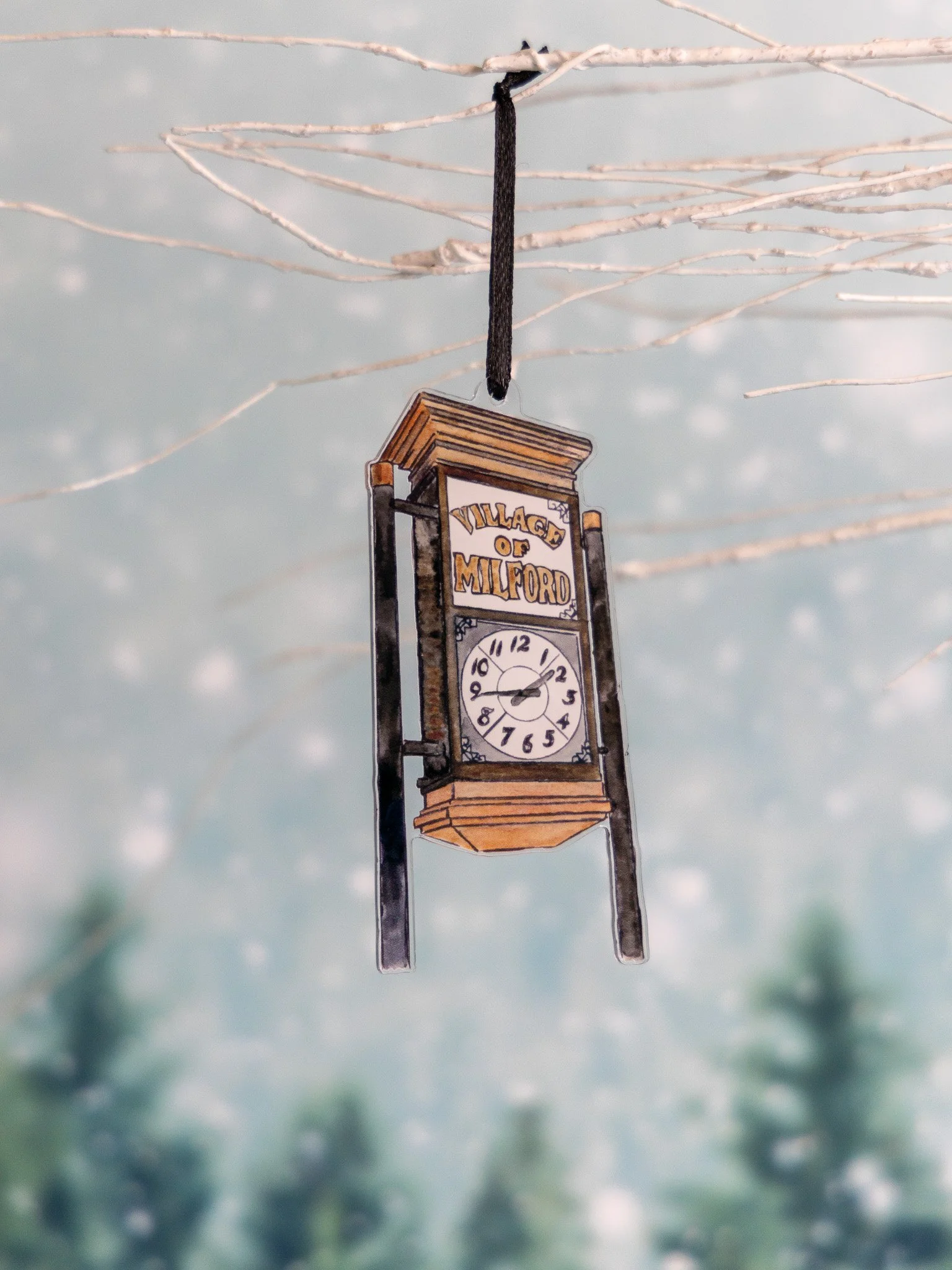 Milford Clock Tower Acrylic Ornament