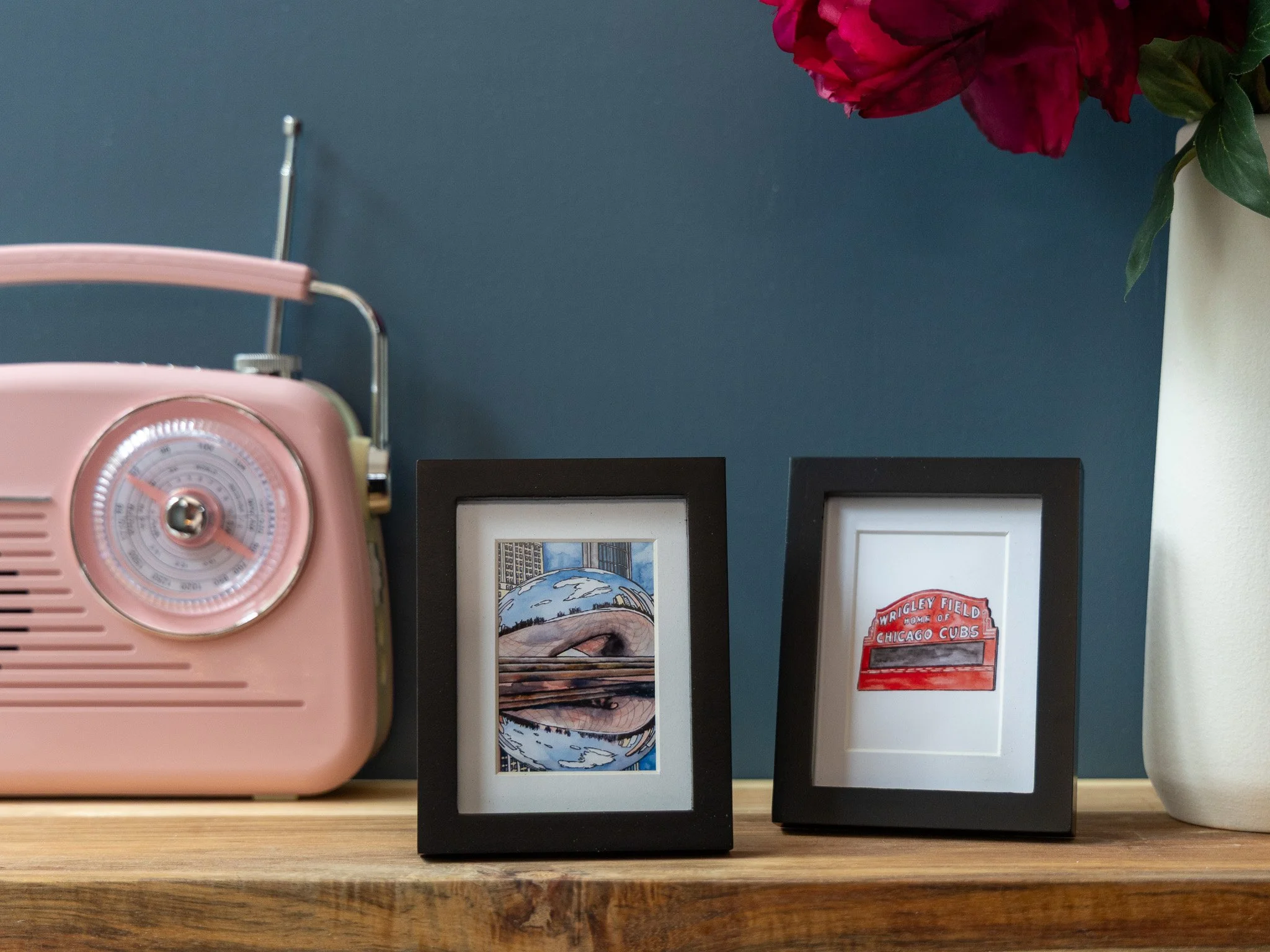 Abigail Leigh Designs Tiny Frame Reflecting Bean and Wrigley Field - Chicago wide.jpg (Copy)