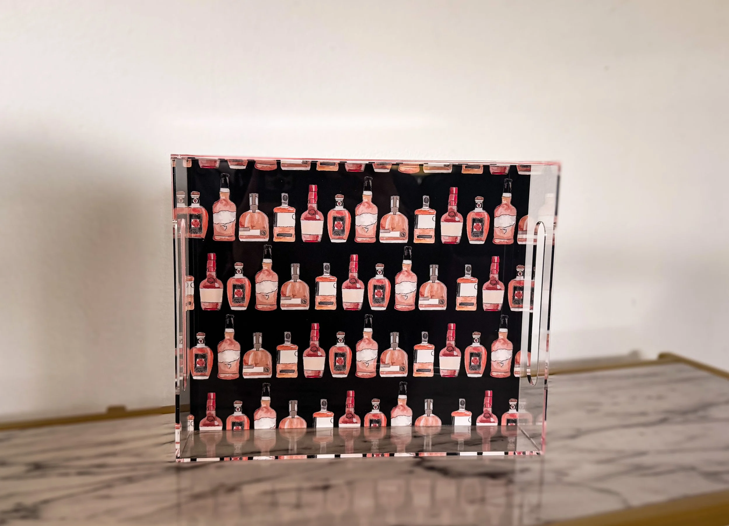Bourbon Bottle 8x10 Acrylic Tray with Handle
