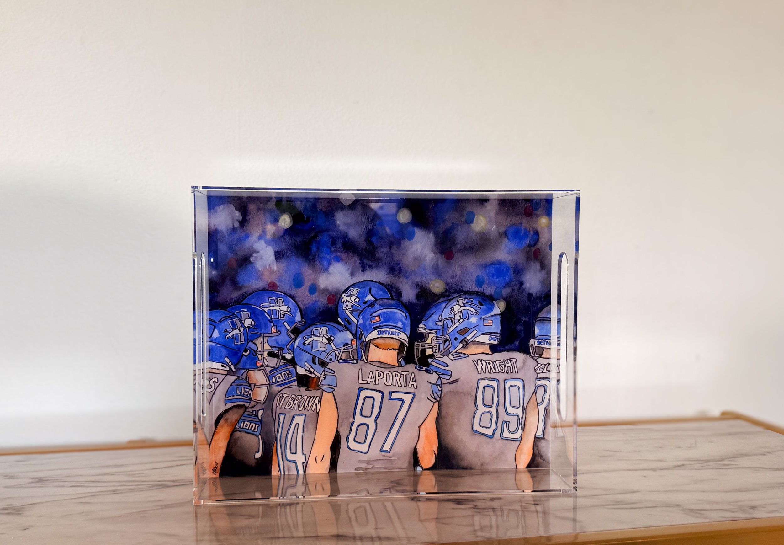 Detroit Lion Grit  8x10 Acrylic Tray with Handle