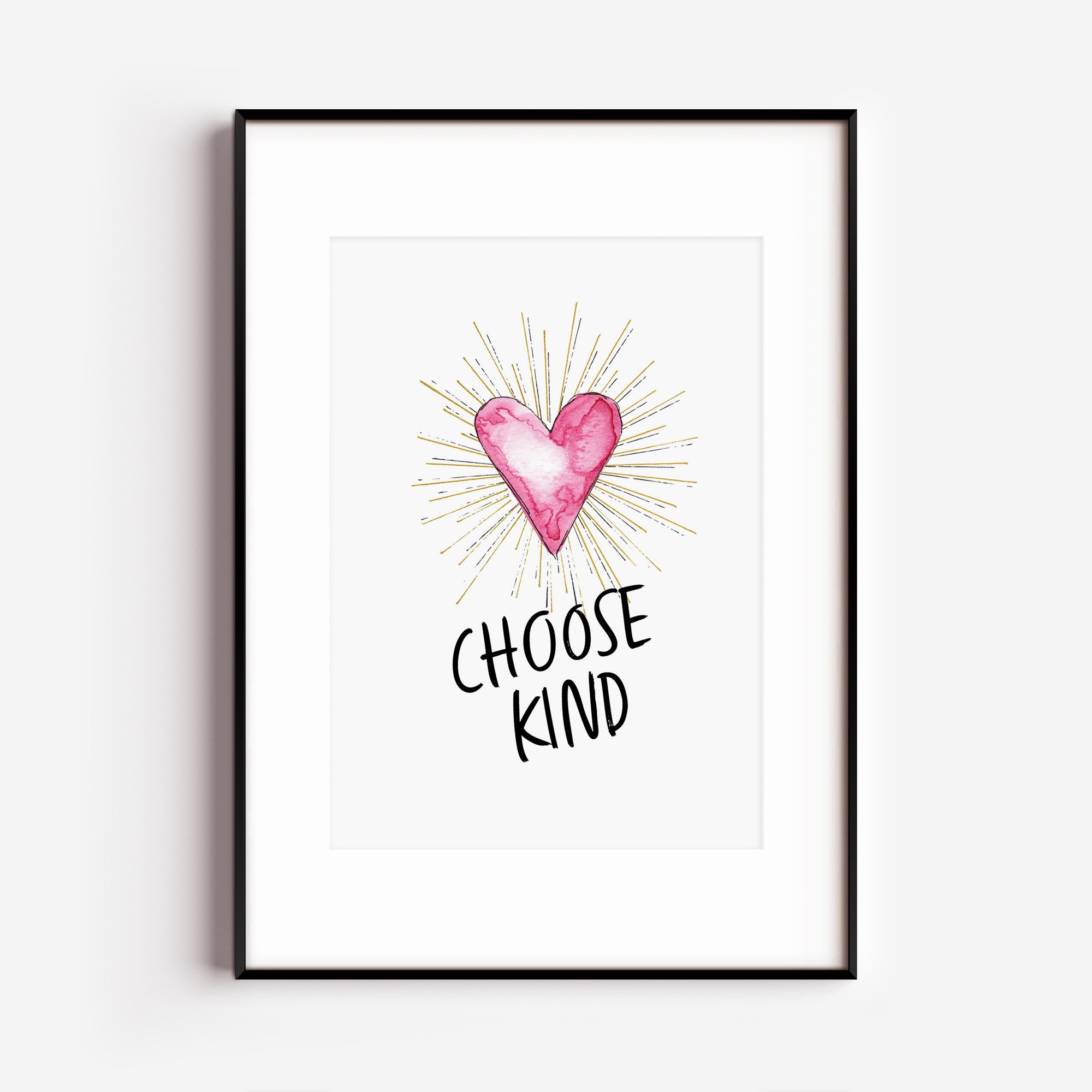 Choose Kind Heart Watercolor Print