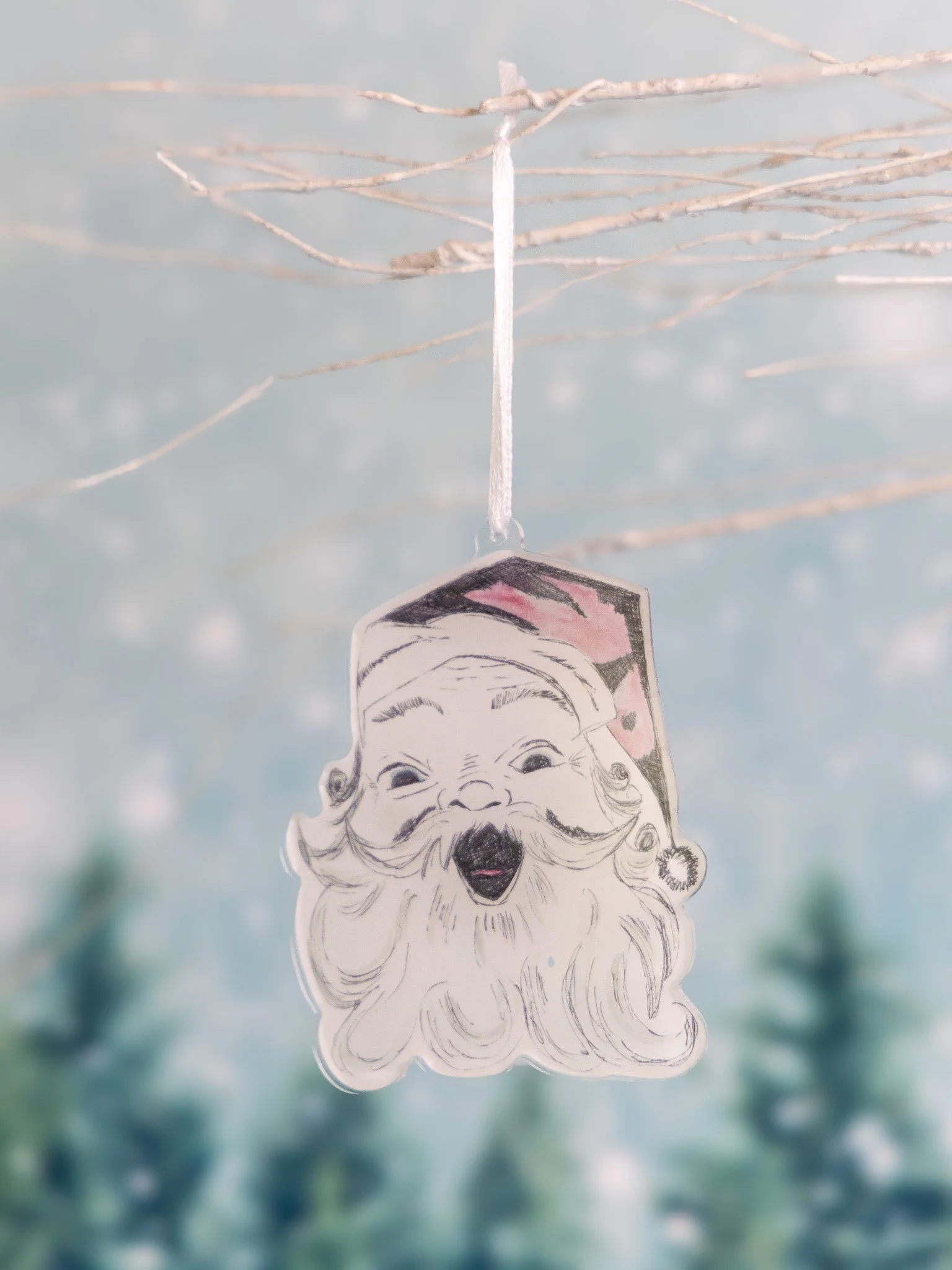 Vintage Santa Acrylic Ornament