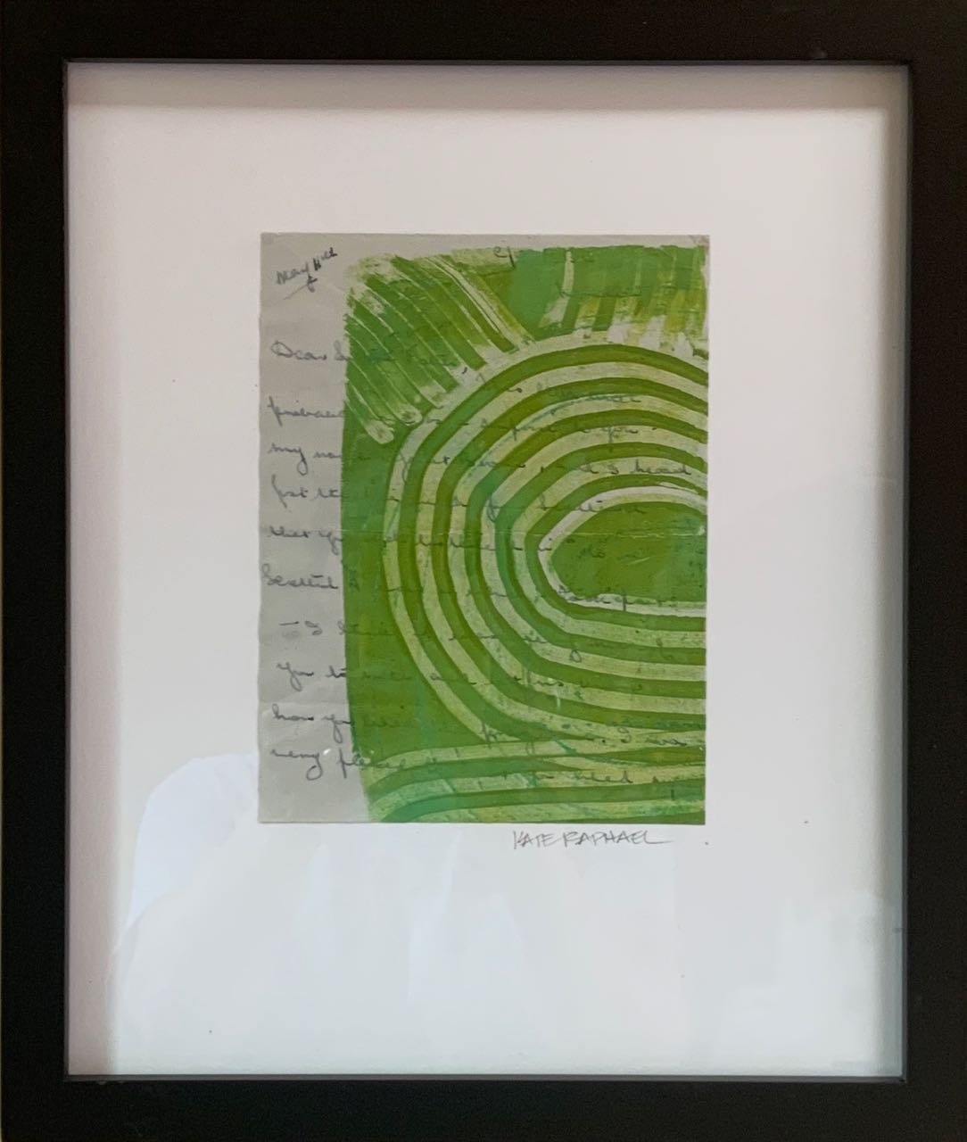 Letter #9 / acrylic on original letter / 11 x 13 framed