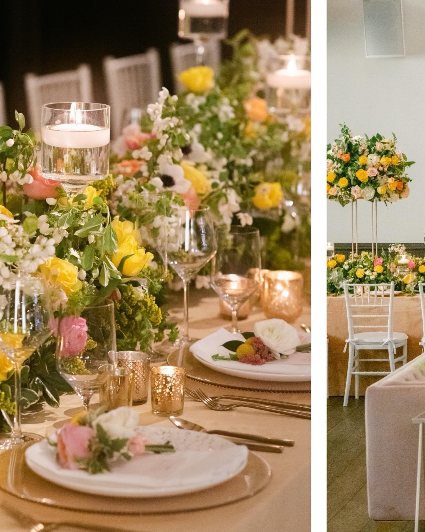 💐 We&rsquo;re feeling the spring vibes and soaking it up as the wedding season starts.

Taking a look back at this sweet tablescape, with vibrant yellows, soft pinks, and lush greens creating a harmonious palette.

Photography: @brittanybaysphotogra