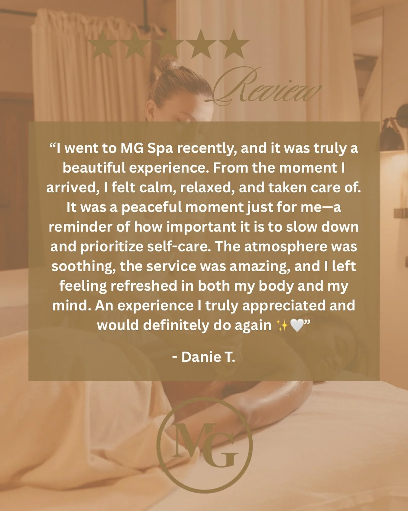⭐⭐⭐⭐⭐ Reviews like this mean everything to us! At MG Spa, we strive for 100% satisfaction with every visit &mdash; so hearing that we hit the mark makes our day. Thank you for taking the time to share your experience. We can&rsquo;t wait to welcome y