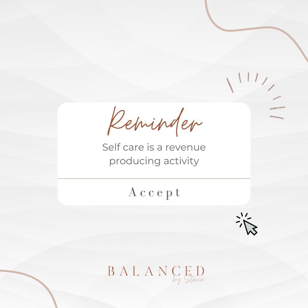 Do you have a self-care reminder set?⁠
⁠
Many business finance coaches will preach how your time is best spent when you are doing revenue generation activities. Essentially saying that if you aren't making money you are wasting your time.⁠
⁠
After wo