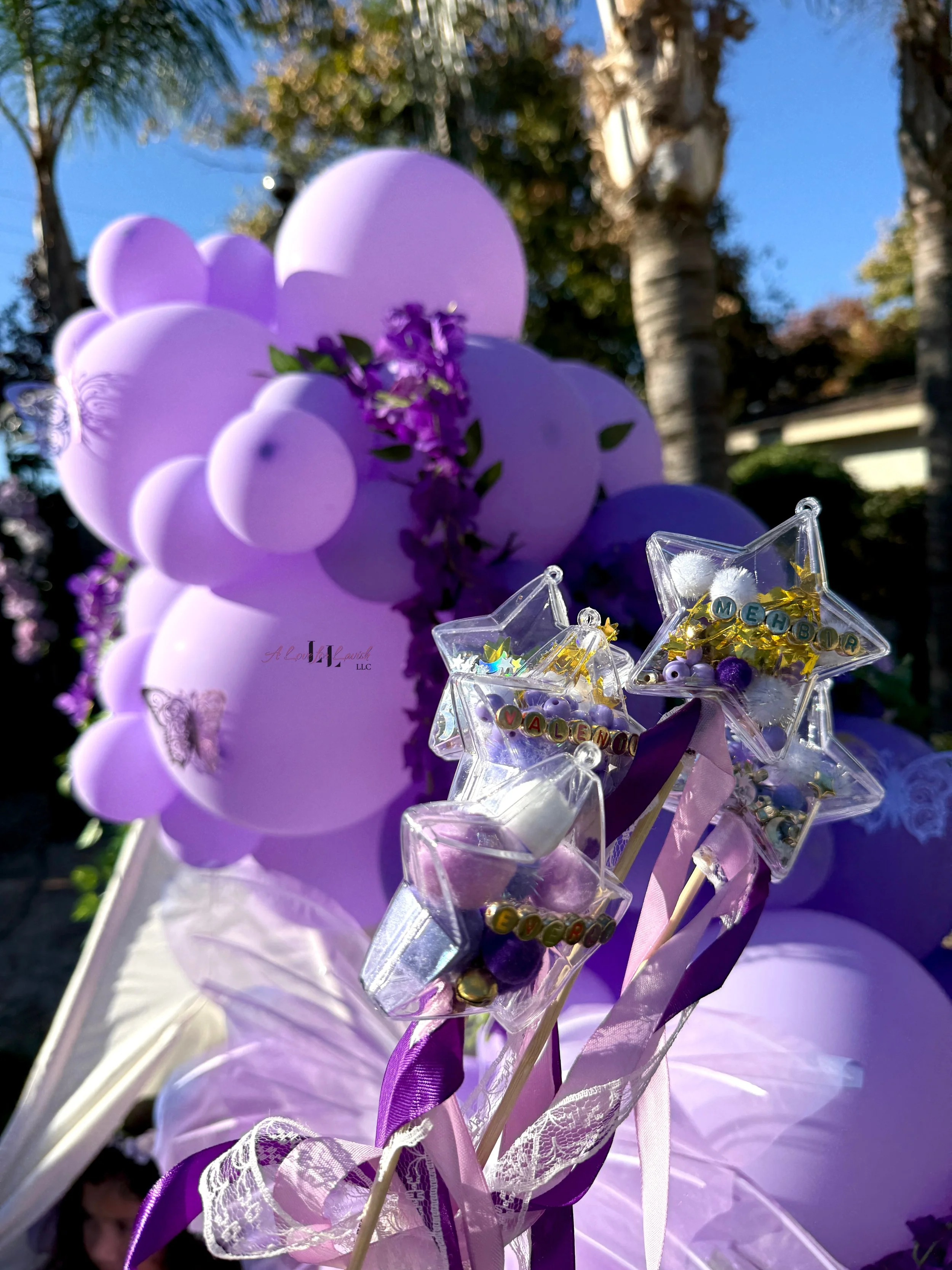 Fairy themed birthday party wands potions wand potion diy activity station kids party ideas activity tables table central valley bay area event planner stem science imagination creativity balloons balloon garland