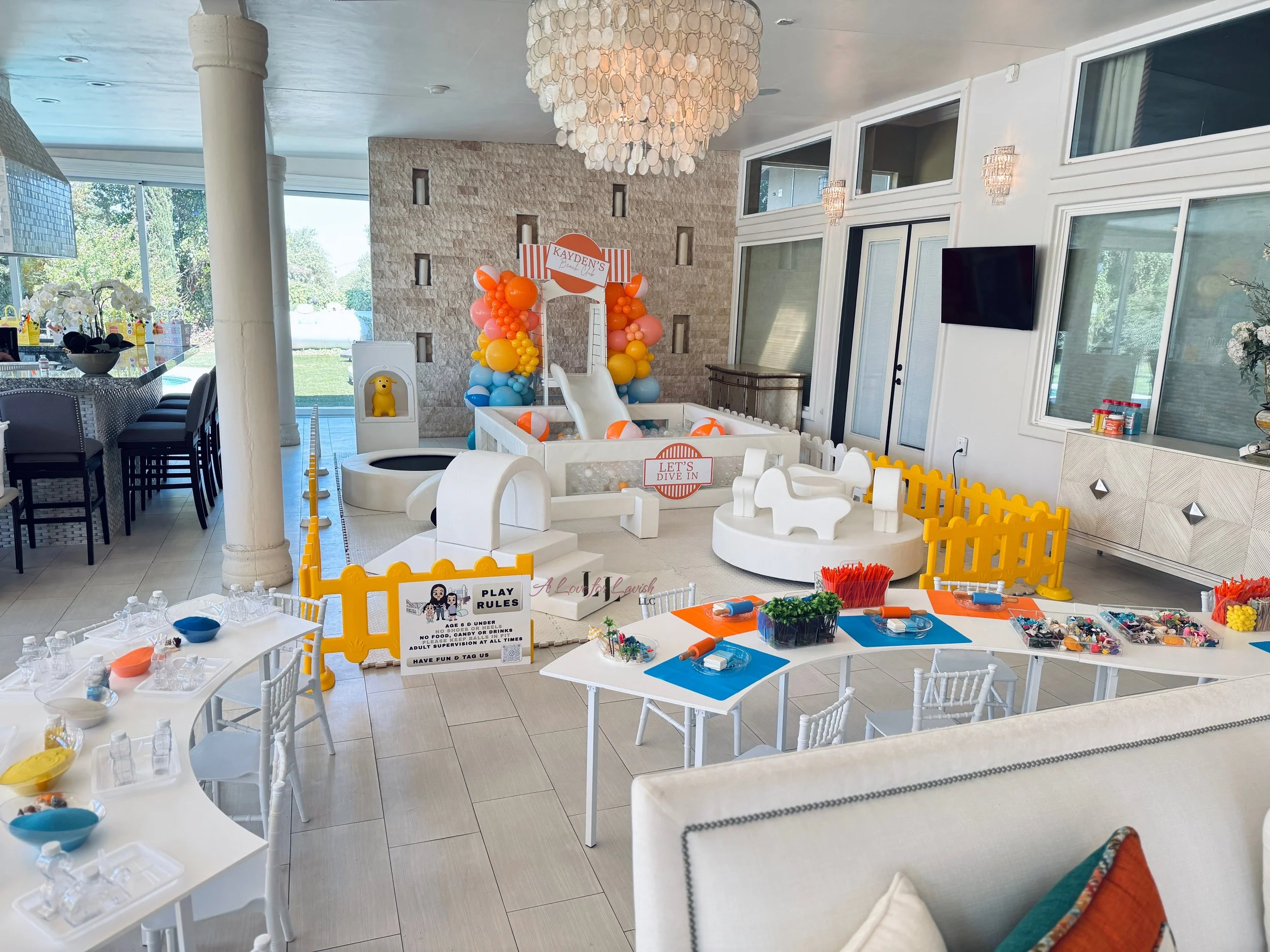 kids sand art station activity table sensory birthday party one in the sun summer theme beach colorful clay playdoh fun crafts art first birthday ideas 1st creative play activities hands on