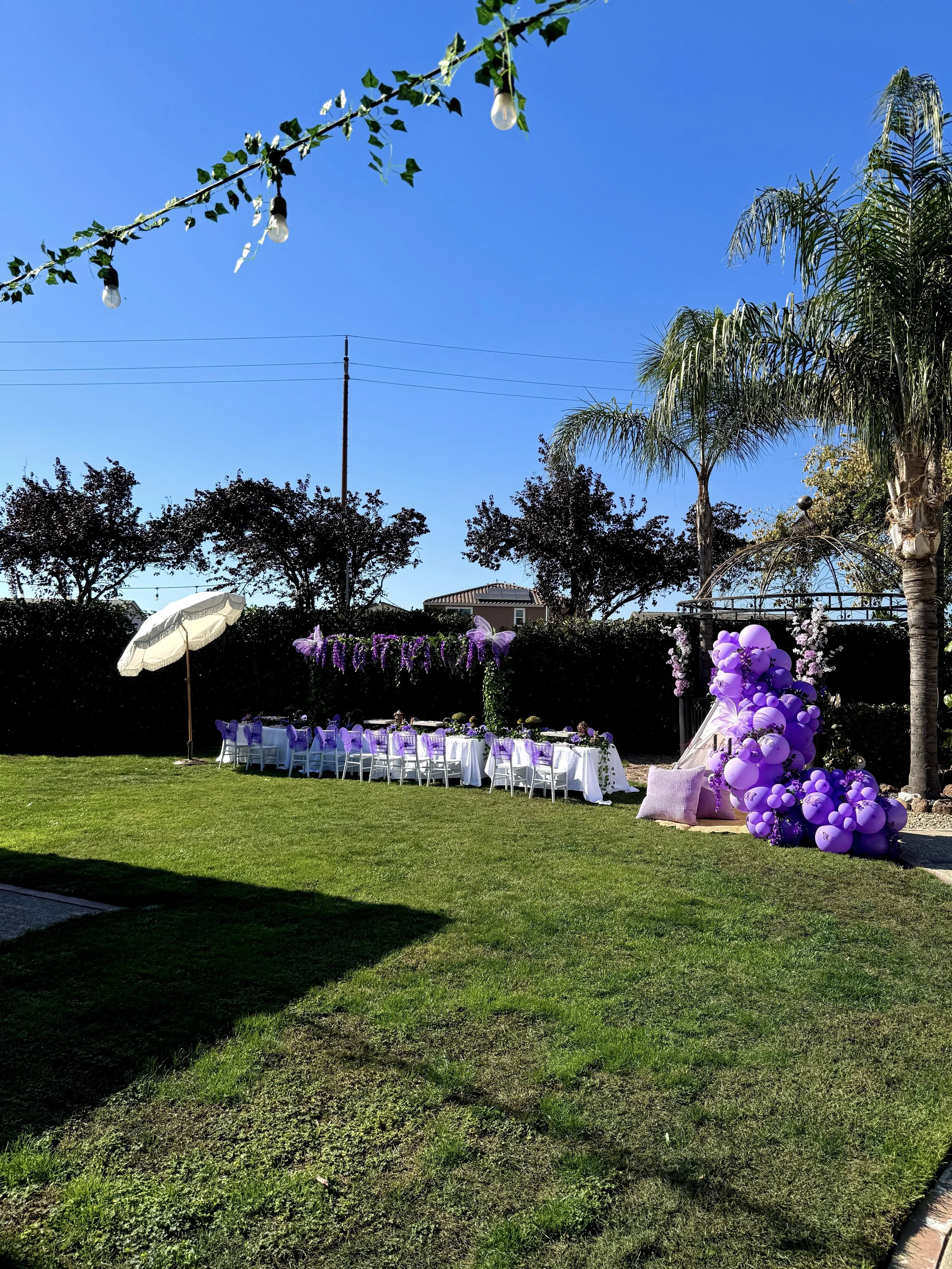 Fairy themed birthday party wands potions wand potion diy activity station kids party ideas activity tables table central valley bay area event planner stem science imagination creativity balloons balloon garland