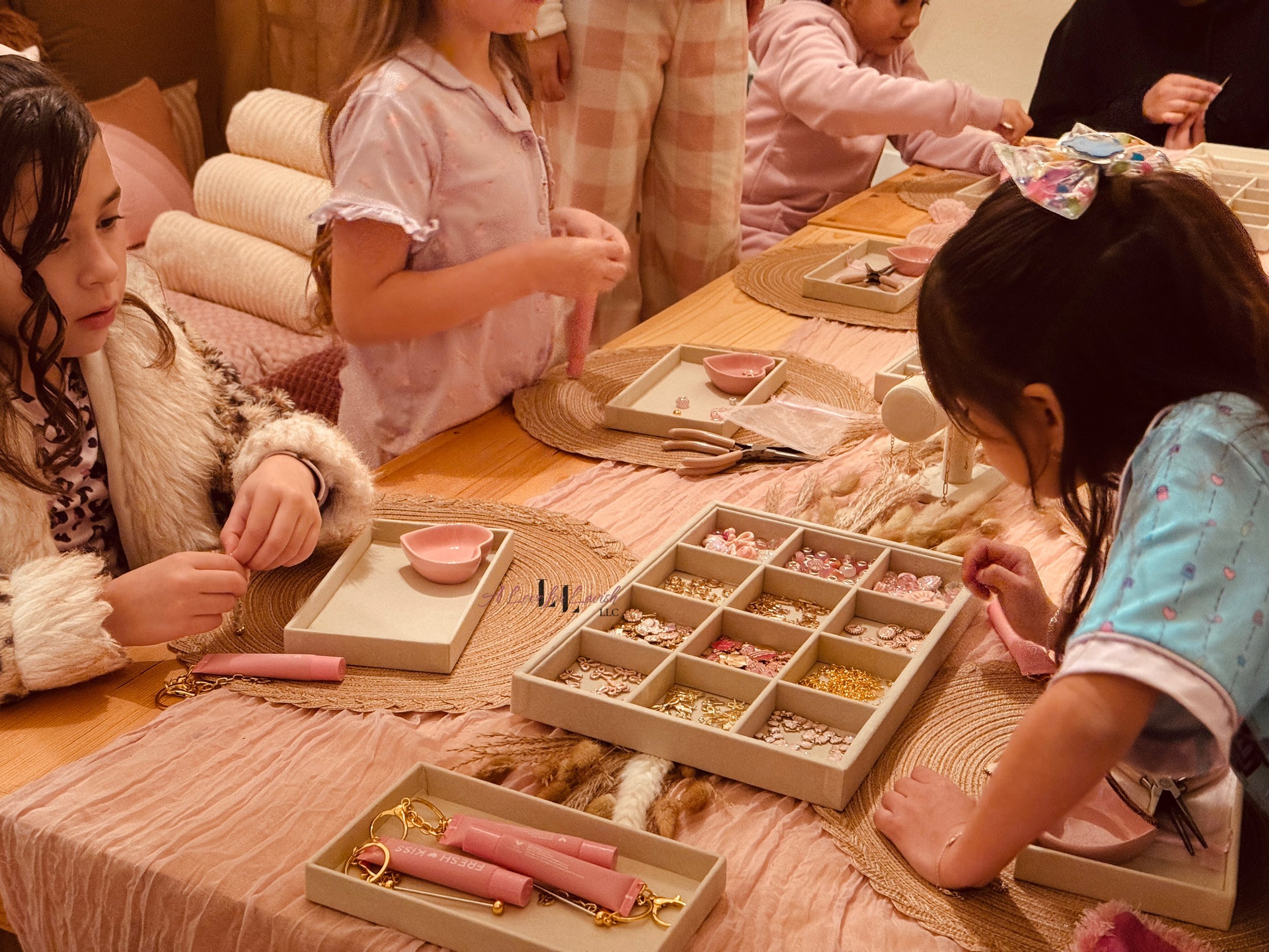 Kids craft activity table ideas birthday party girl girlhood charm bracelet bracelets charms best friends preteen teen teens custom stainless steel paper clip bay area central valley 