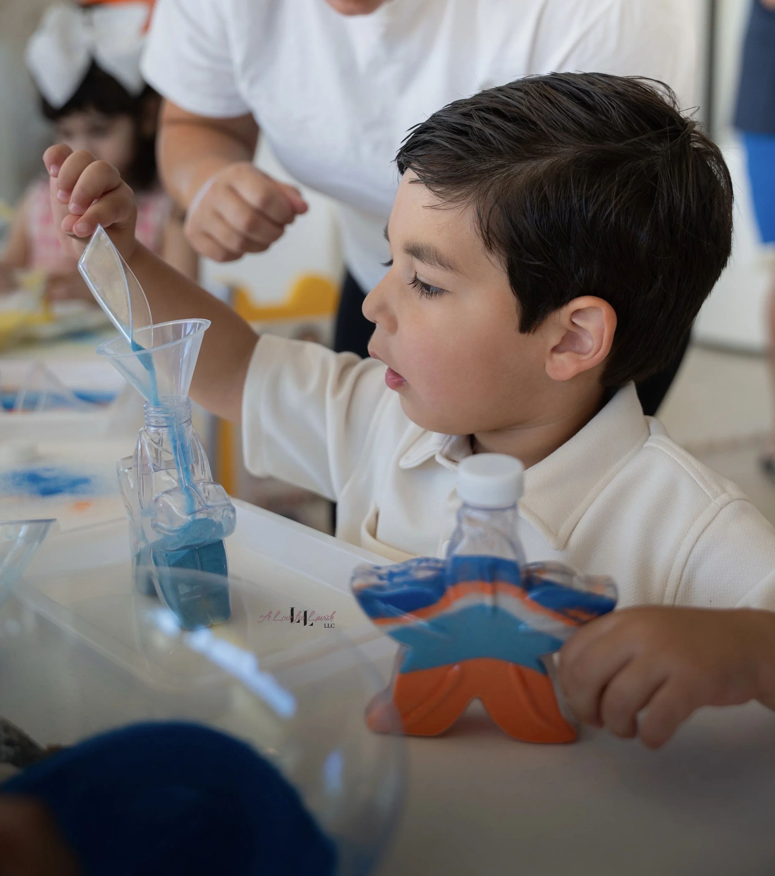 kids sand art station activity table sensory birthday party one in the sun summer theme beach colorful clay playdoh fun crafts art first birthday ideas 1st creative play activities hands on