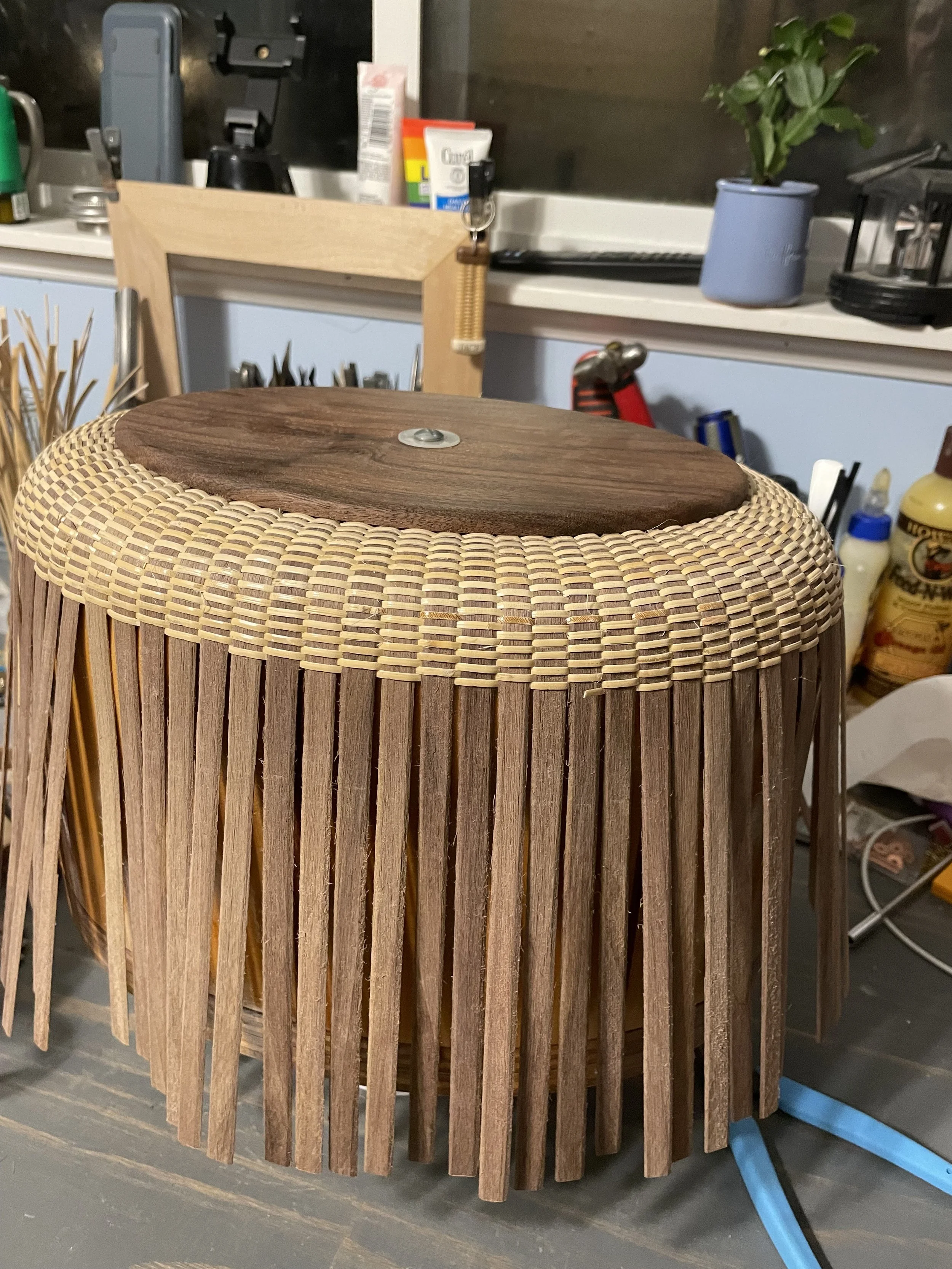 Basket using hardwood staves