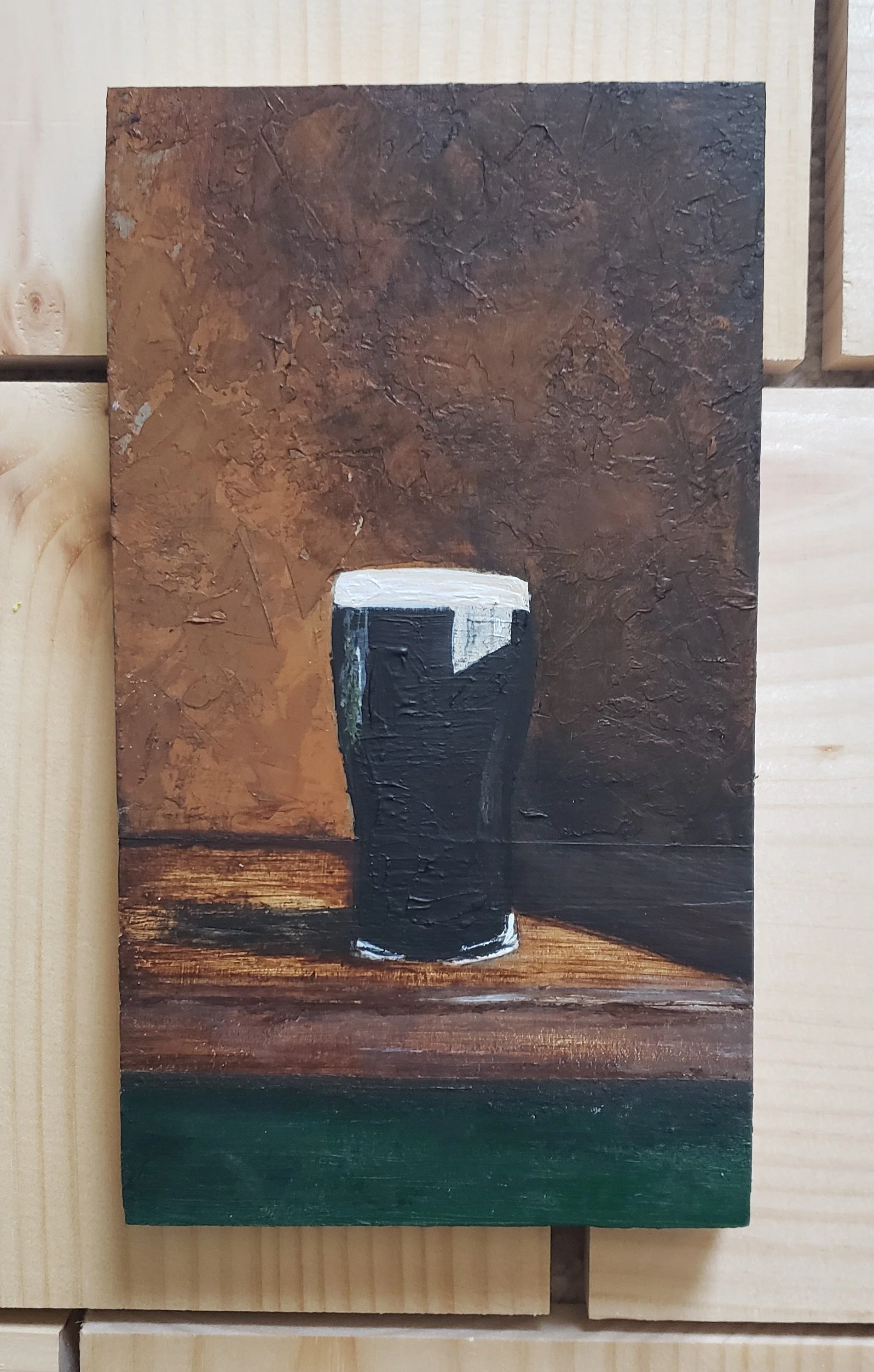 NEAR PERFECT POUR  //  5.25 x 9.25  //  acrylic on reclaimed wood block 