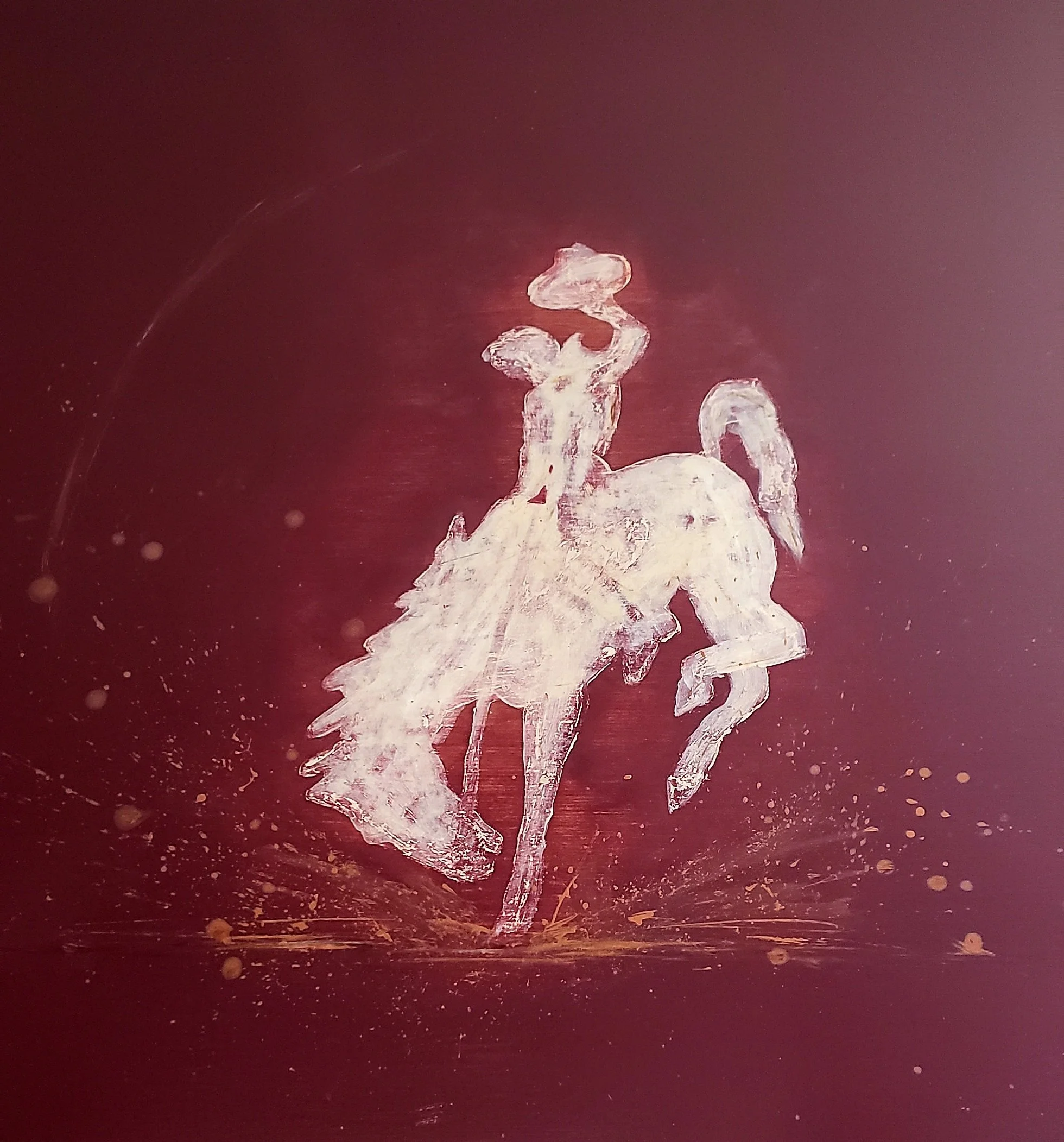 BUCKING HORSE + RIDER  // 30 x 30 //  acrylic and latex on cradled wood panel (SOLD)