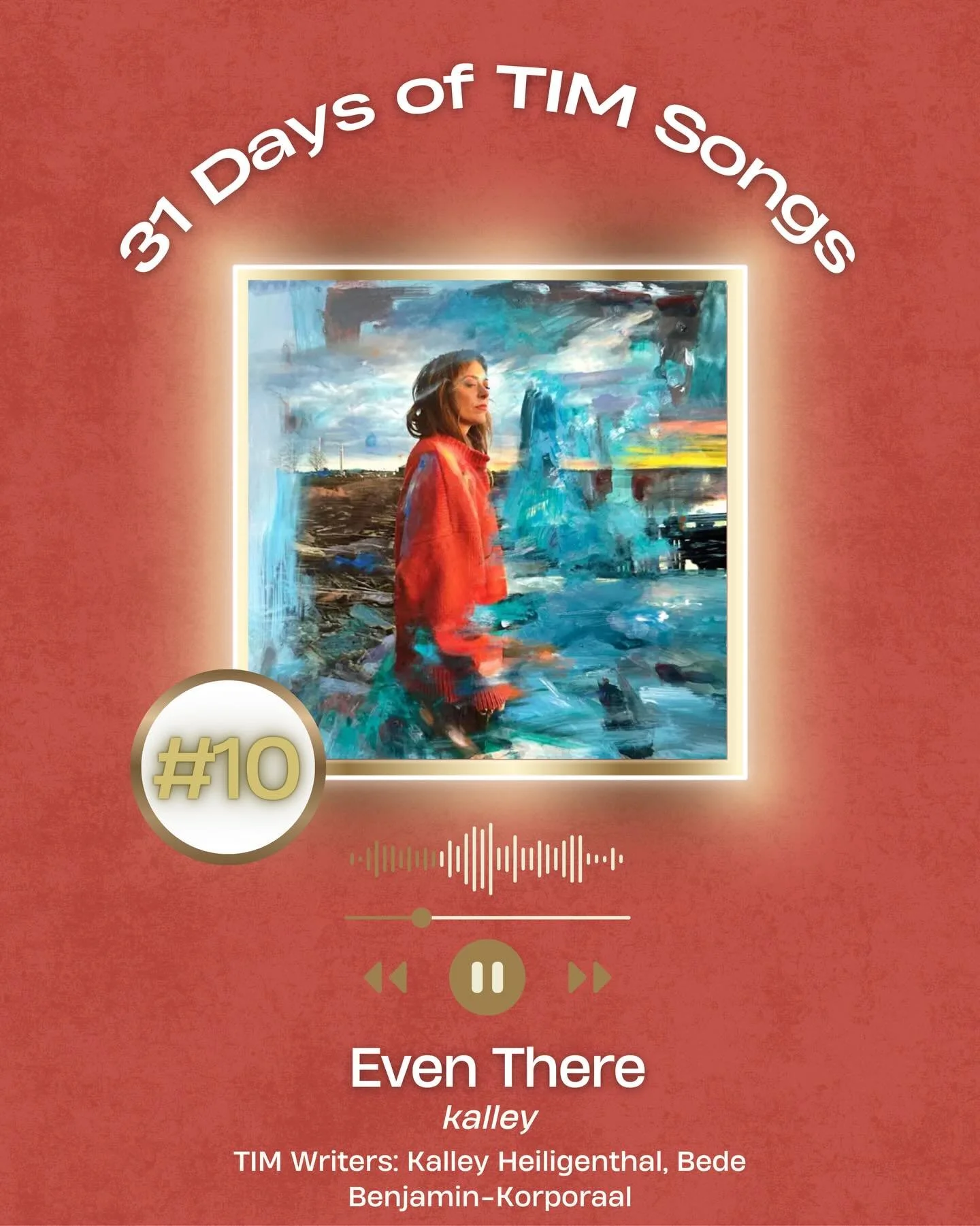 Happy 31 Days of TIM Songs! A month-long celebration highlighting the writers and songs from 2025!

✨Day 10: Even There✨

🎶This song first released as a single by kalley and later on the project, &ldquo;Fatherland&rdquo;
✍️Written by: (TIM) Kalley H