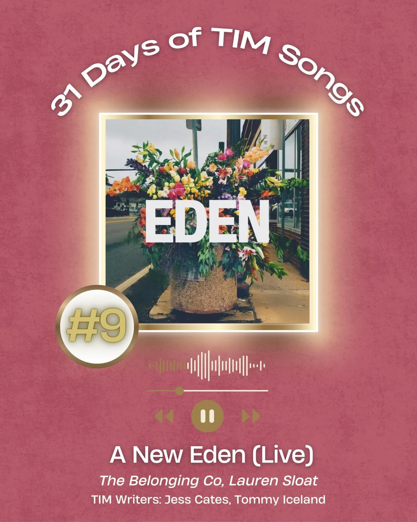 Happy 31 Days of TIM Songs! A month-long celebration highlighting the writers and songs from 2025!

✨Day 9: A New Eden (Live)✨

🎶This song released on the album Eden (Live) by the Belonging Co in February
✍️Written by: (TIM) Jess Cates, (TIM) Tommy 