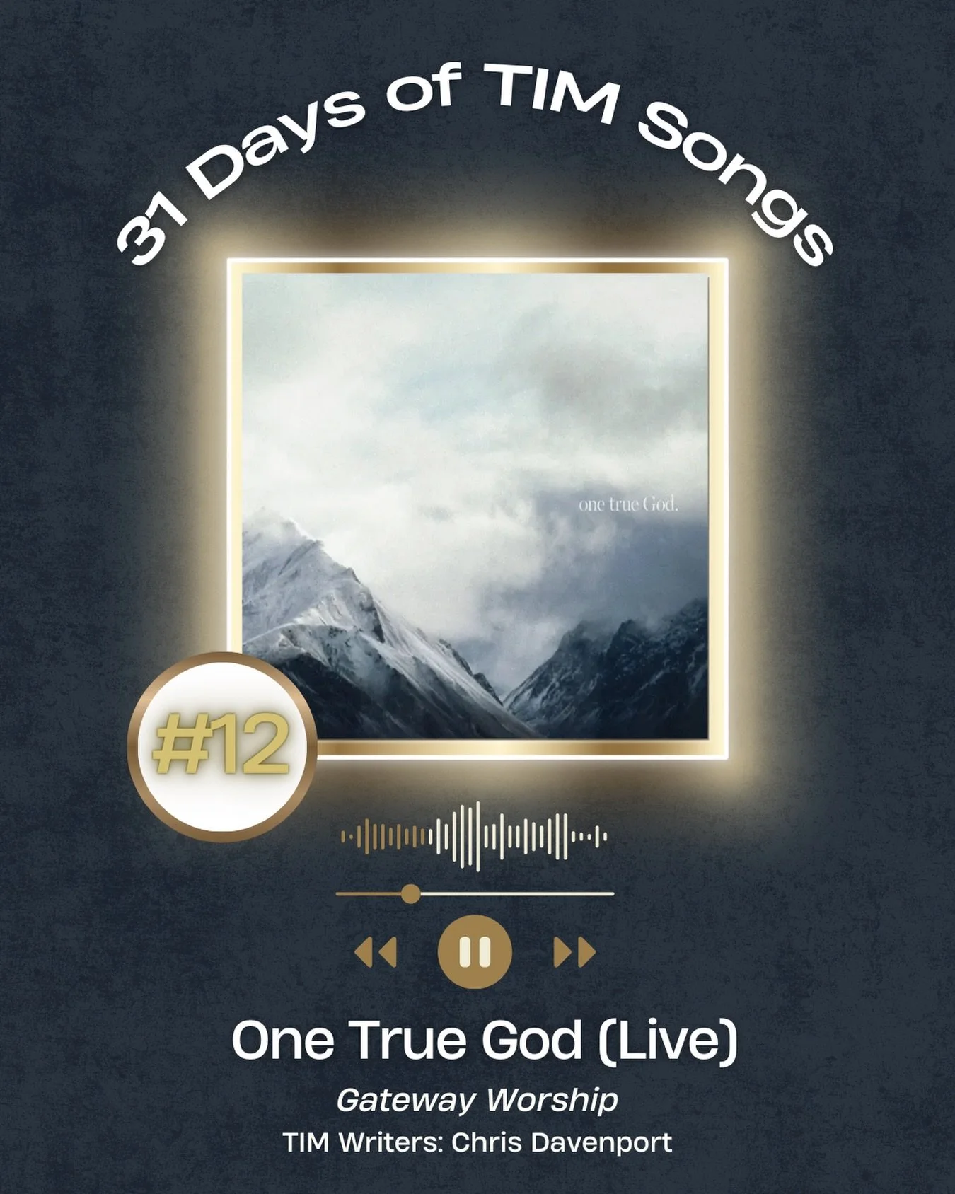 Happy 31 Days of TIM Songs! A month-long celebration highlighting the writers and songs from 2025!

✨Day 12: One True God✨

🎶 This song released on Gateway Worship&rsquo;s album &ldquo;Greatly To Be Praised (Live)&rdquo; this year
✍️ Written by: (TI