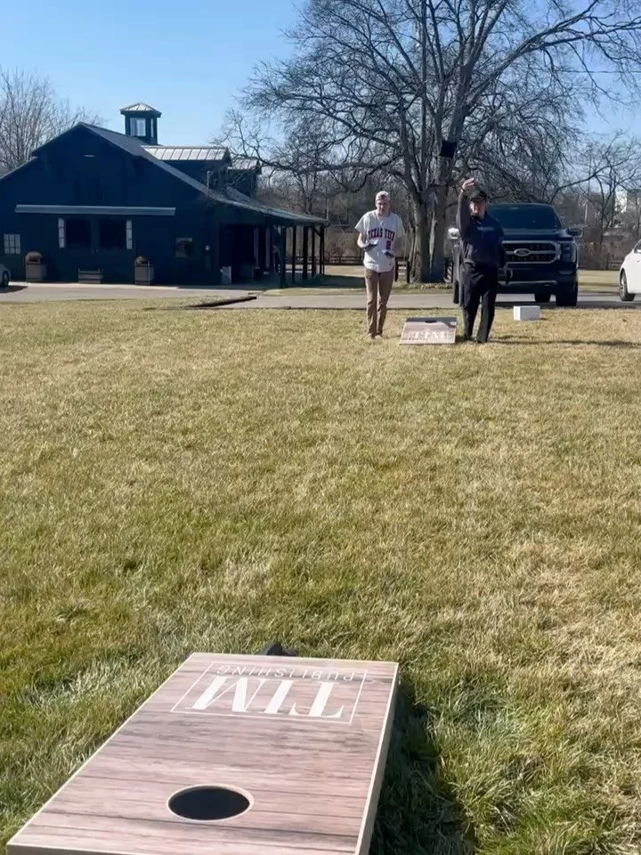 We were so excited that the weather was warming up that we played a few games of Cornhole here at the office!! Stacey and Brennan stayed undefeated but TIMTerns made it a quality match!