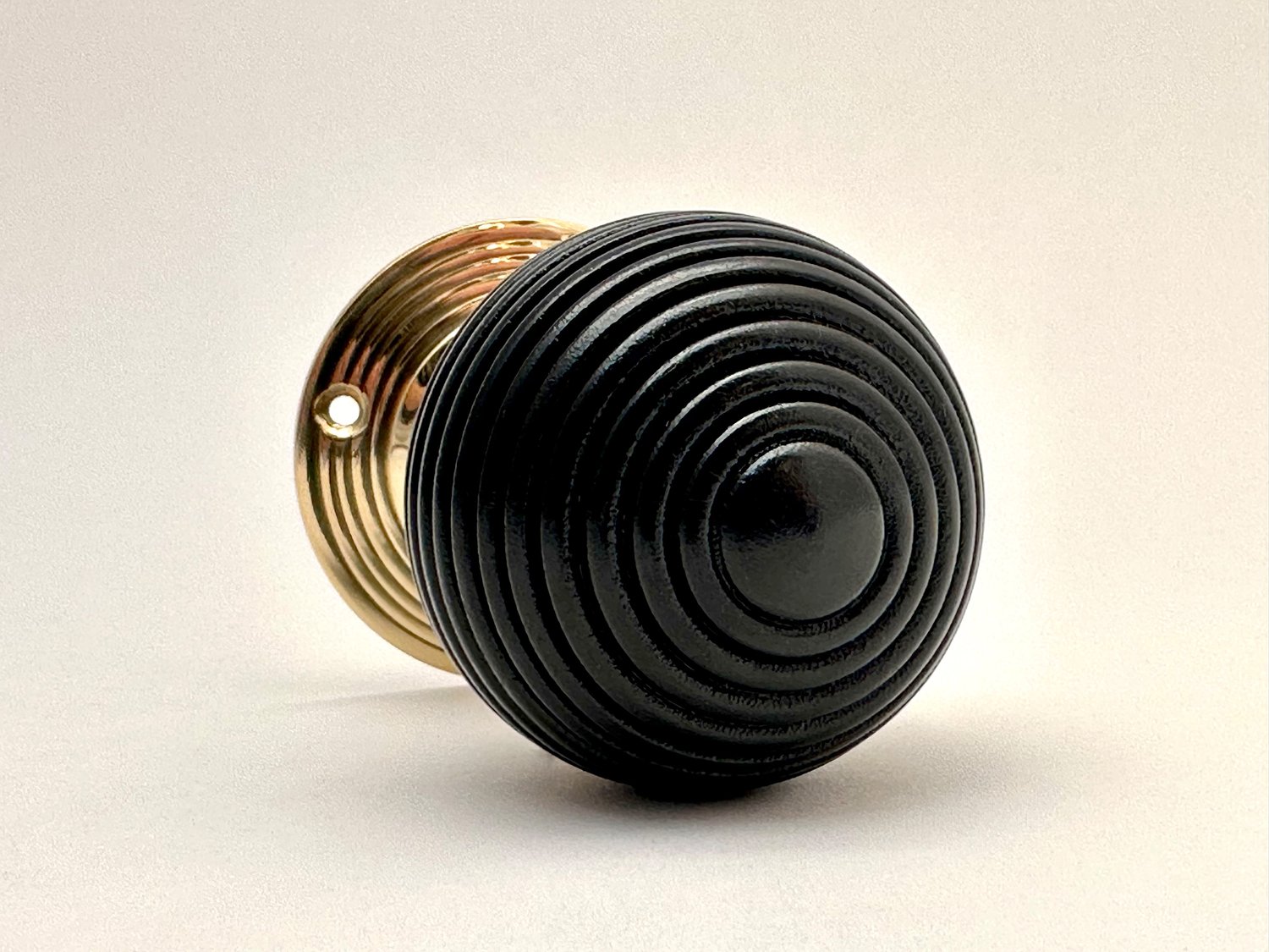 EBONISED BEEHIVE DOOR KNOBS WITH BRASS FITTING — D & A BINDER