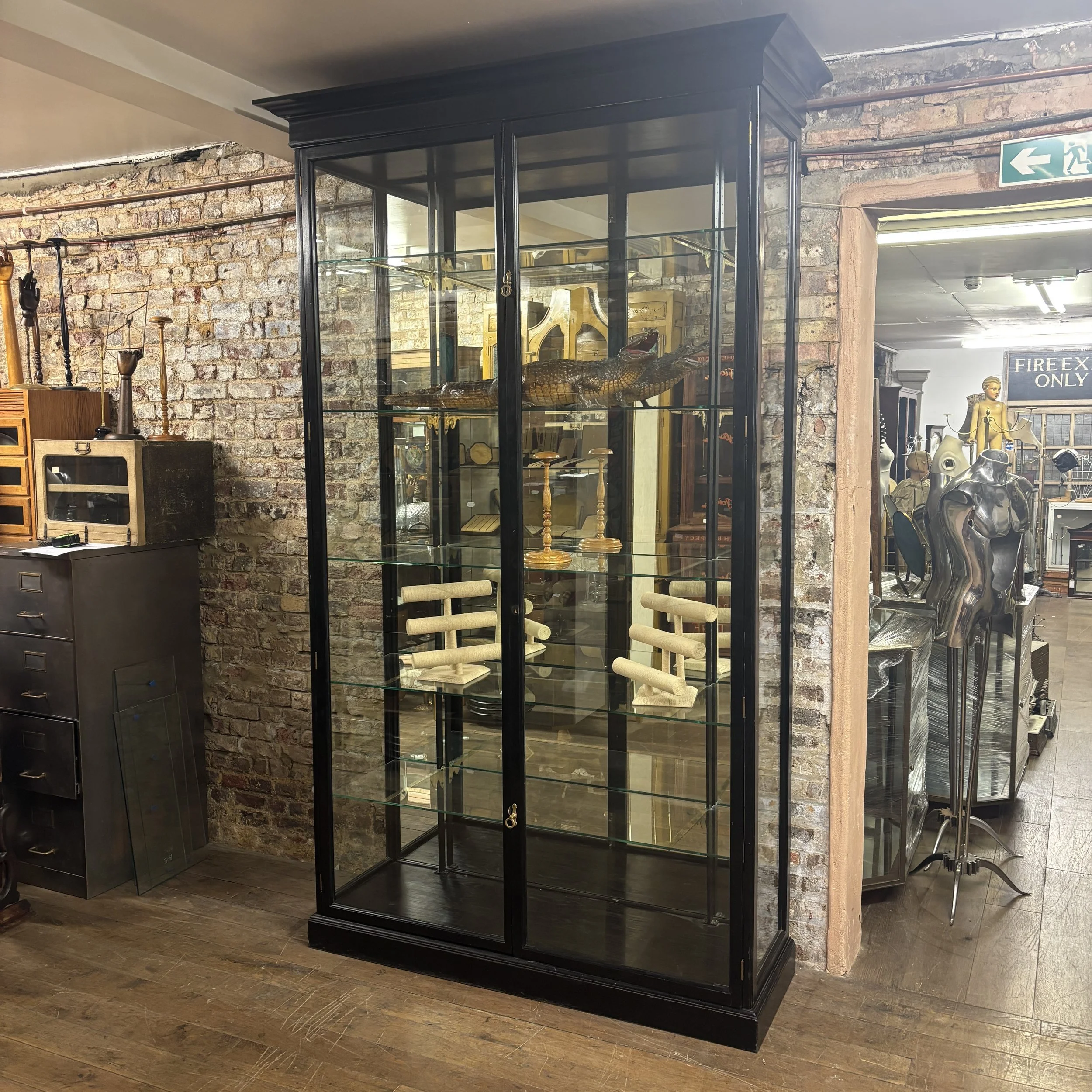Large Ebonised Shop  Display Cabinet