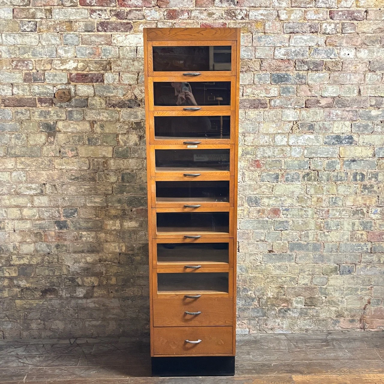1930s Dudley & Co. Oak Haberdashery Display Cabinet
